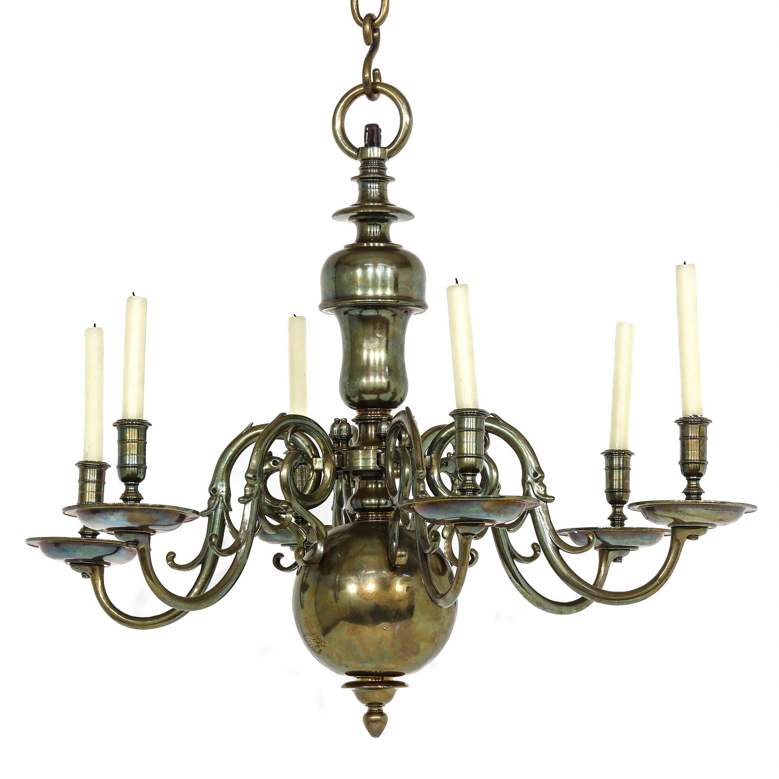 A Bronze Renaissance Period Chandelier: 6 arm, 68 cm. tall. This lot will not be shipped.