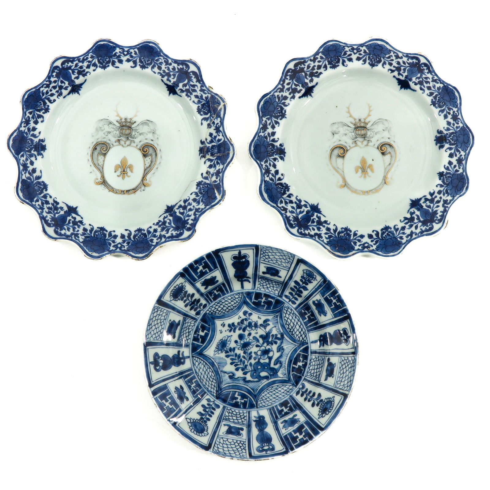 A Collection of 3 Blue and White Plates (1 of 10)
