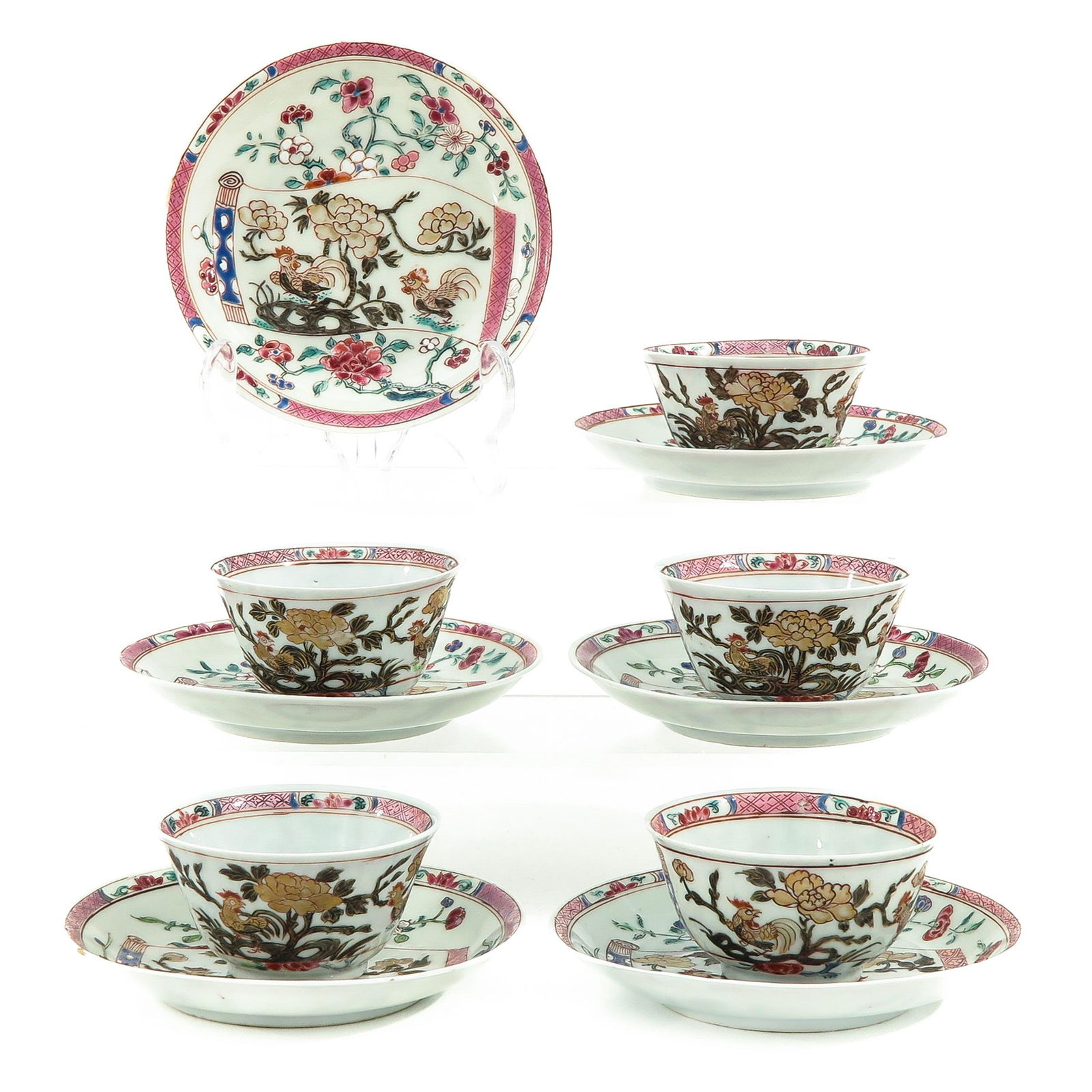 A Collection of Famille Rose Cups and Saucers (1 of 10)