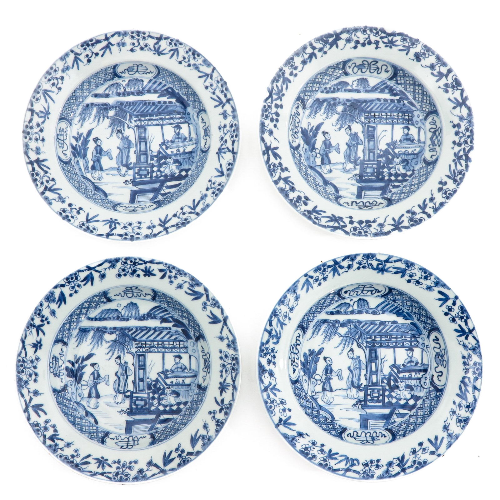 A Series of 4 Blue and White Plates (1 of 9)