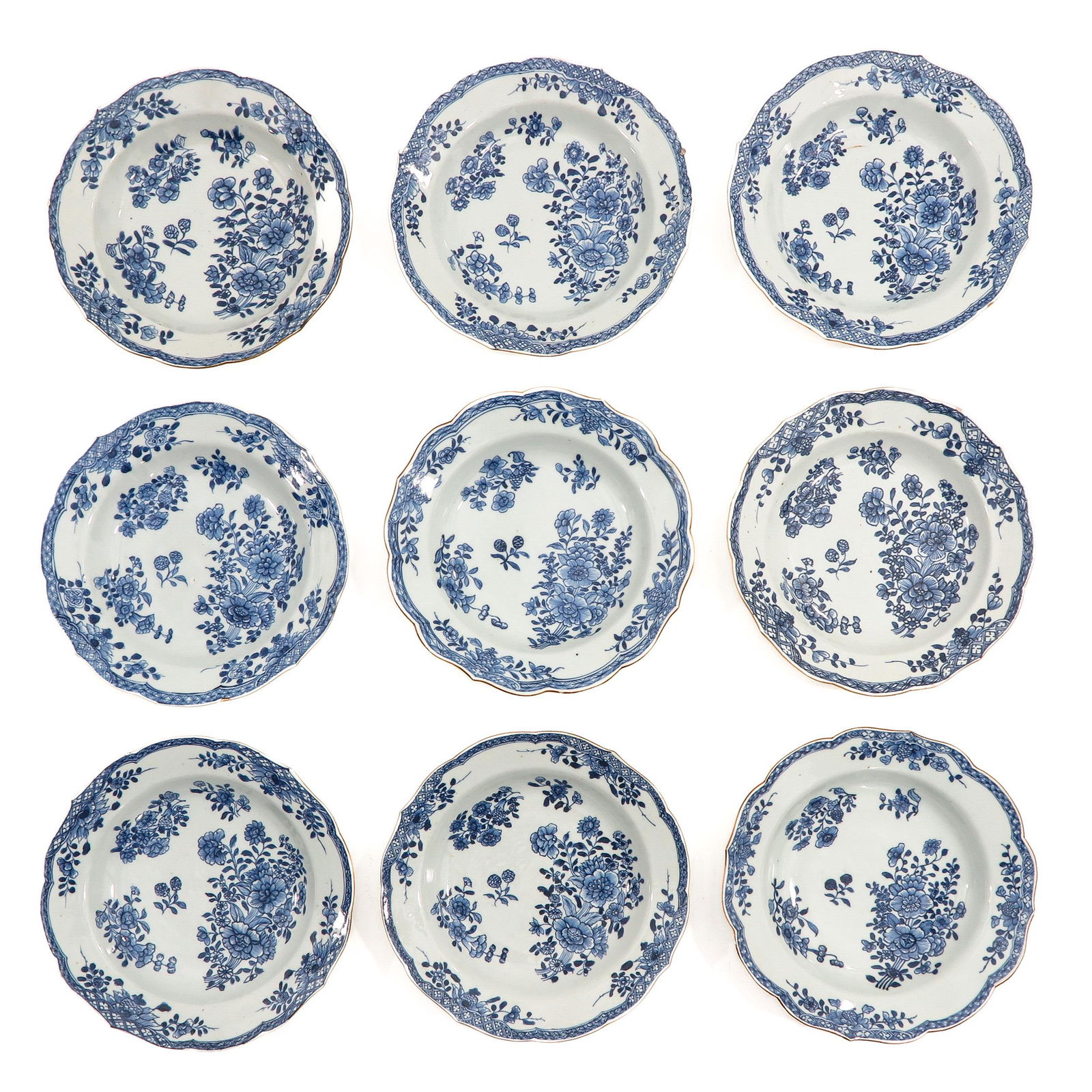 A Series of 9 Blue and White Plates (1 of 10)