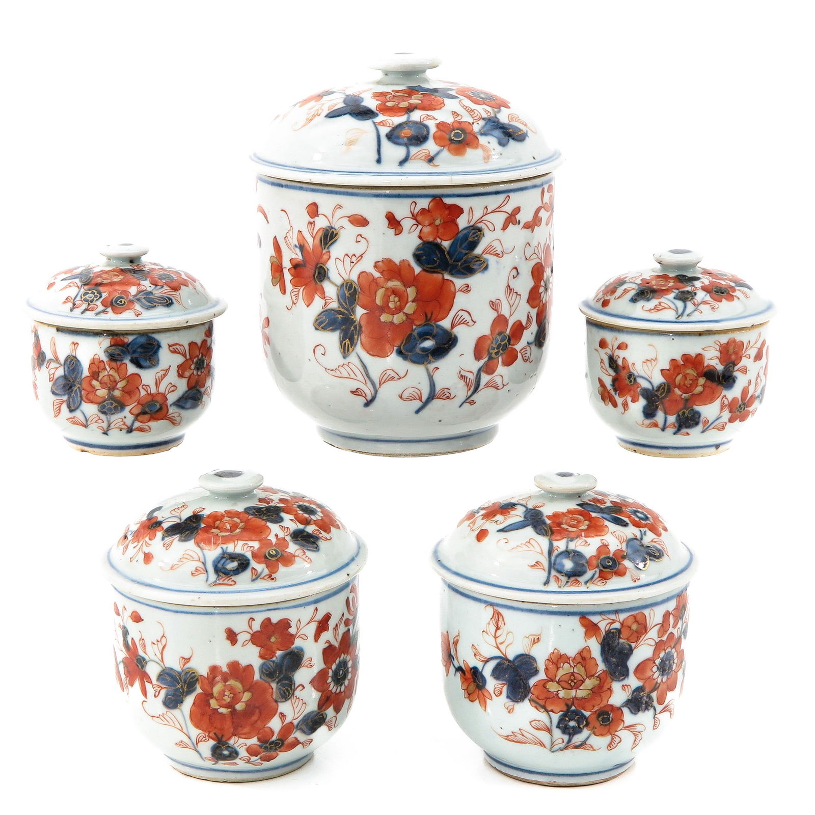 A Set of 5 Imari Jars with Covers (1 of 9)