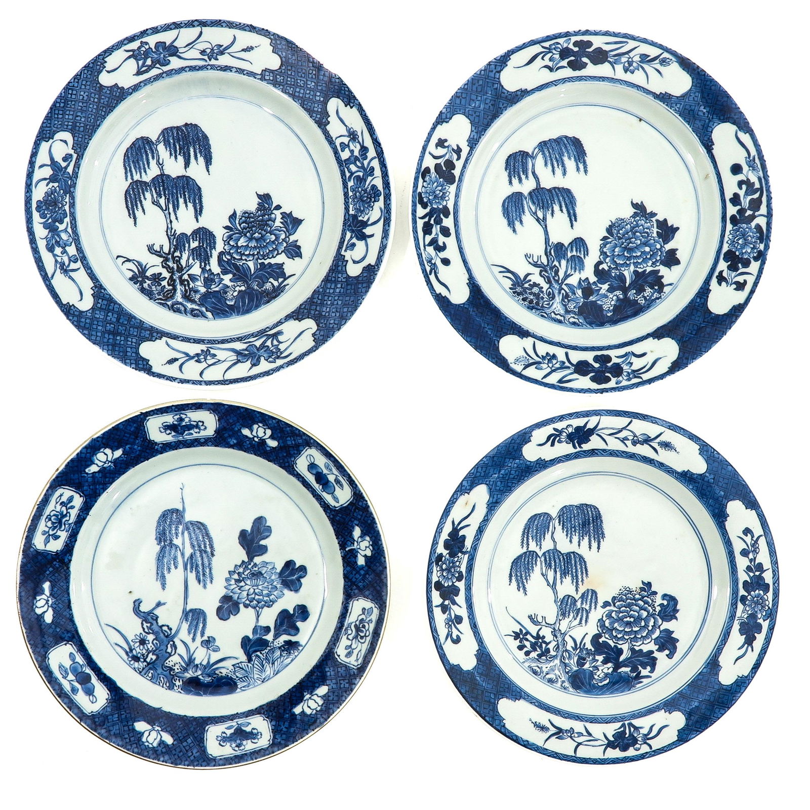 A Series of 4 Blue and White Plates (1 of 9)