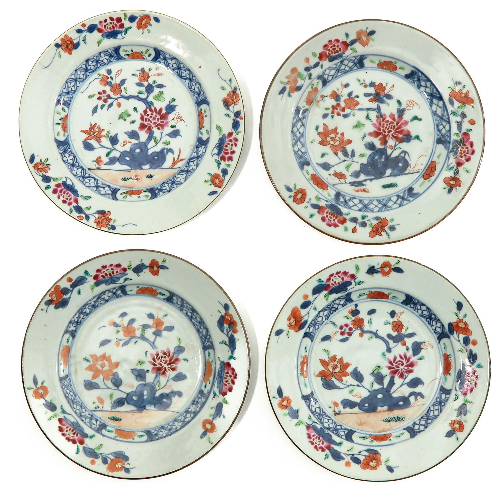 A Series of 4 Polychrome Decor Plates (1 of 9)