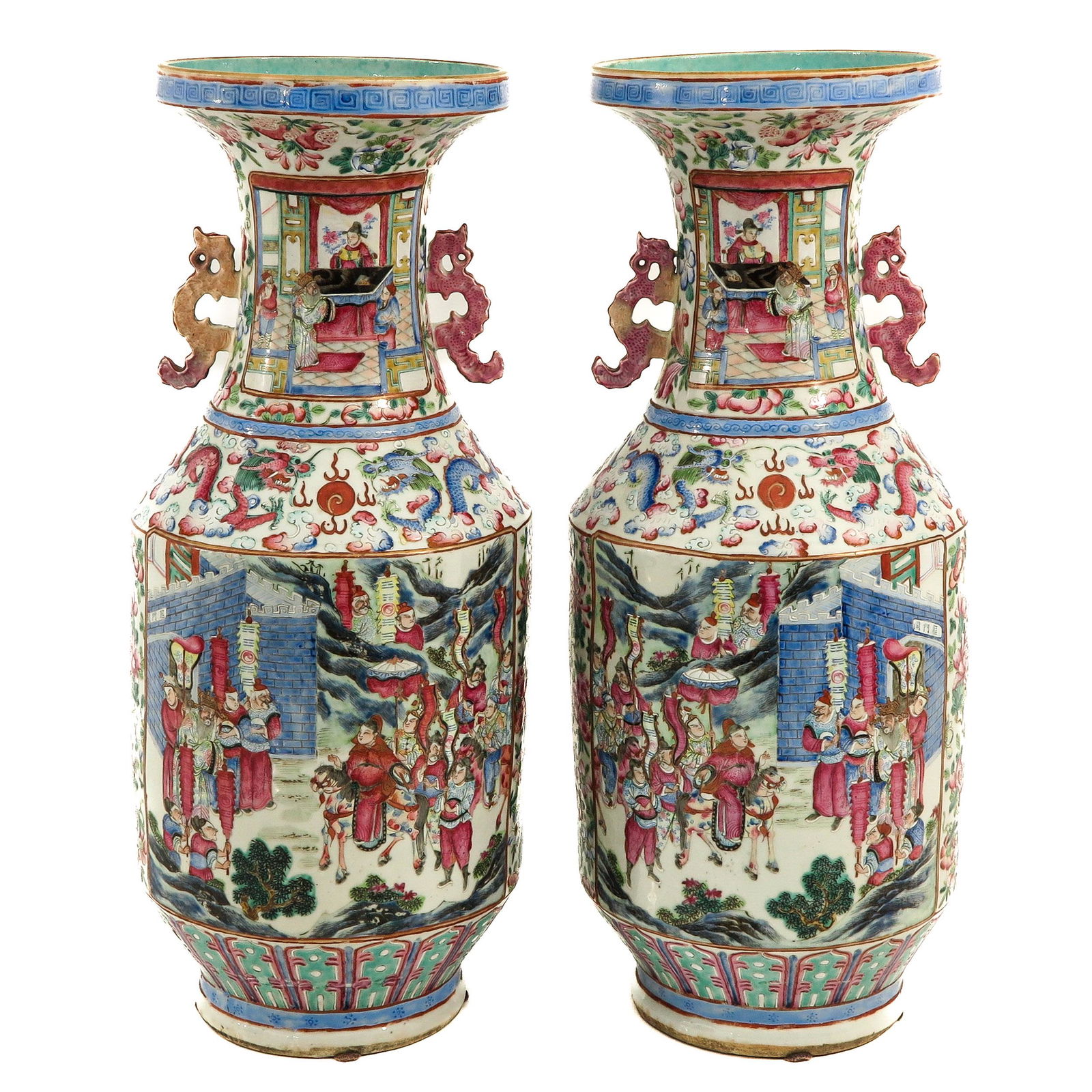 A Pair of Cantonese Famille Rose Vases (1 of 9)