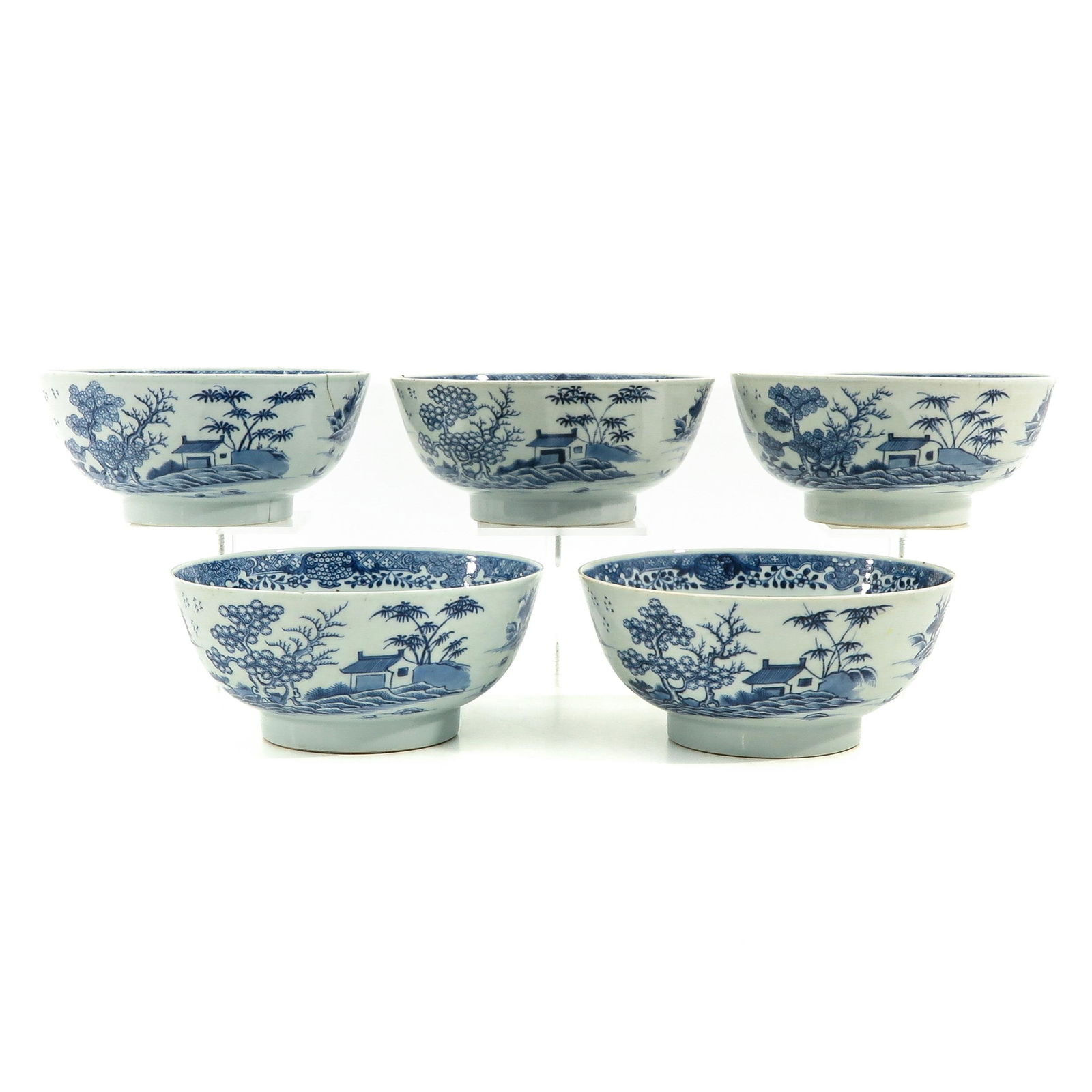 A Series of 5 Blue and White Bowls (1 of 9)