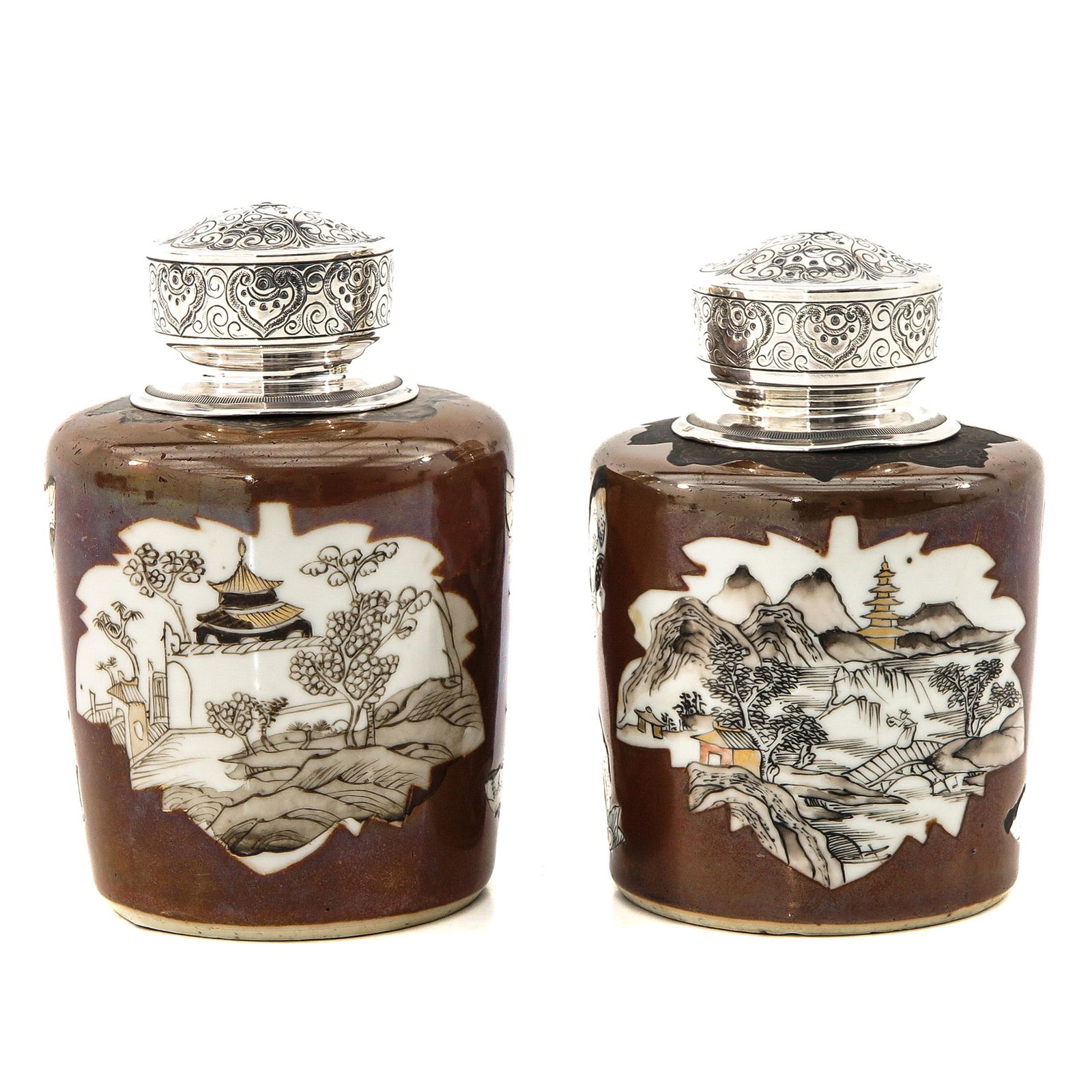 A Pair of Tea Boxes with Silver Tops (1 of 10)