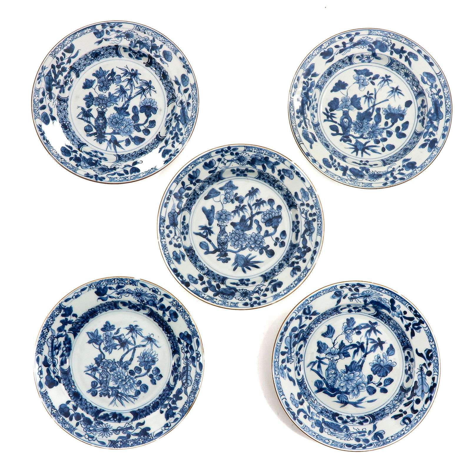A Series of 5 Blue and White Plates (1 of 9)