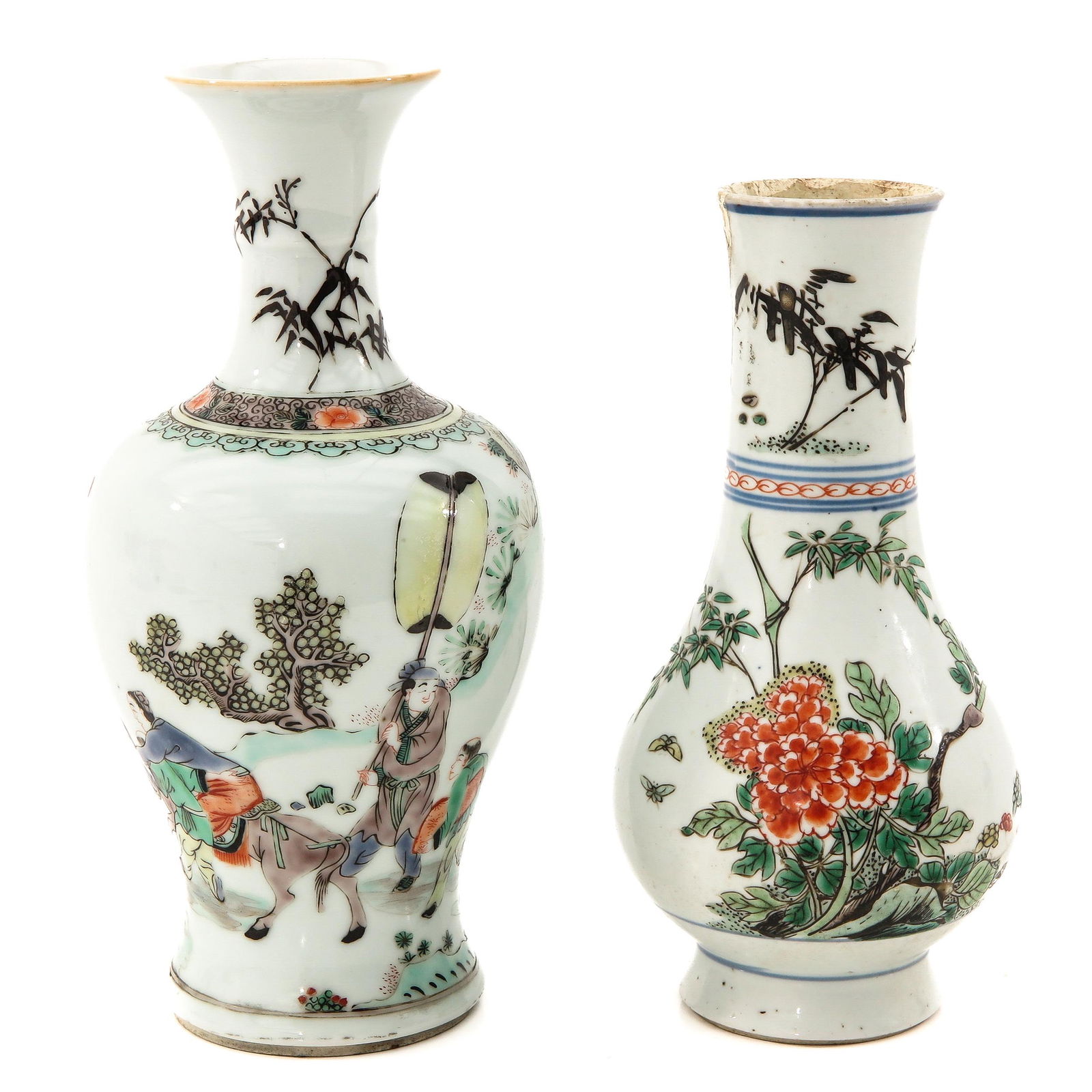 A Lot of 2 Famille Verte Vases (1 of 10)
