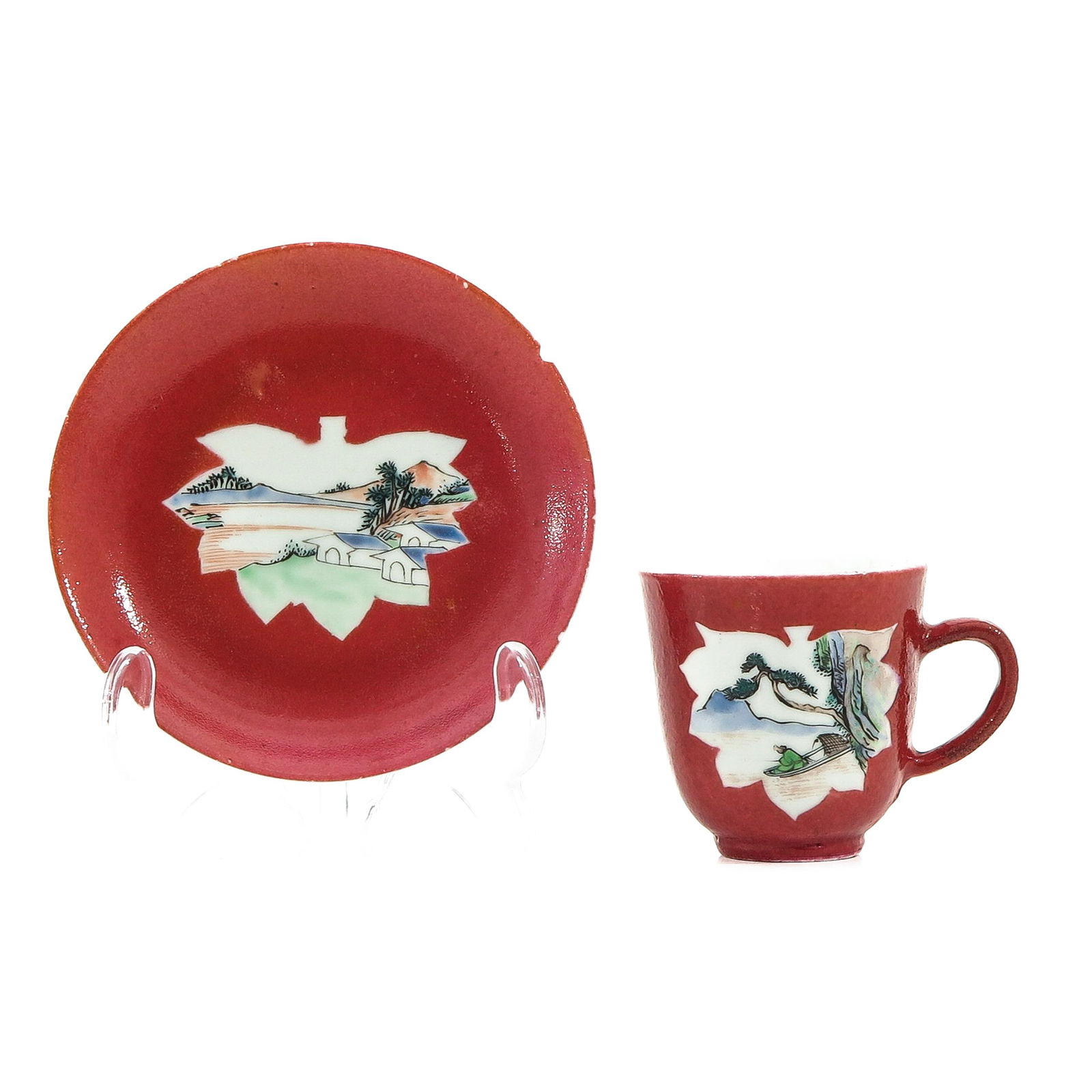A Ruby Glaze Cup and Saucer (1 of 9)