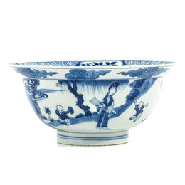 A Blue and White Flared Rim Bowl