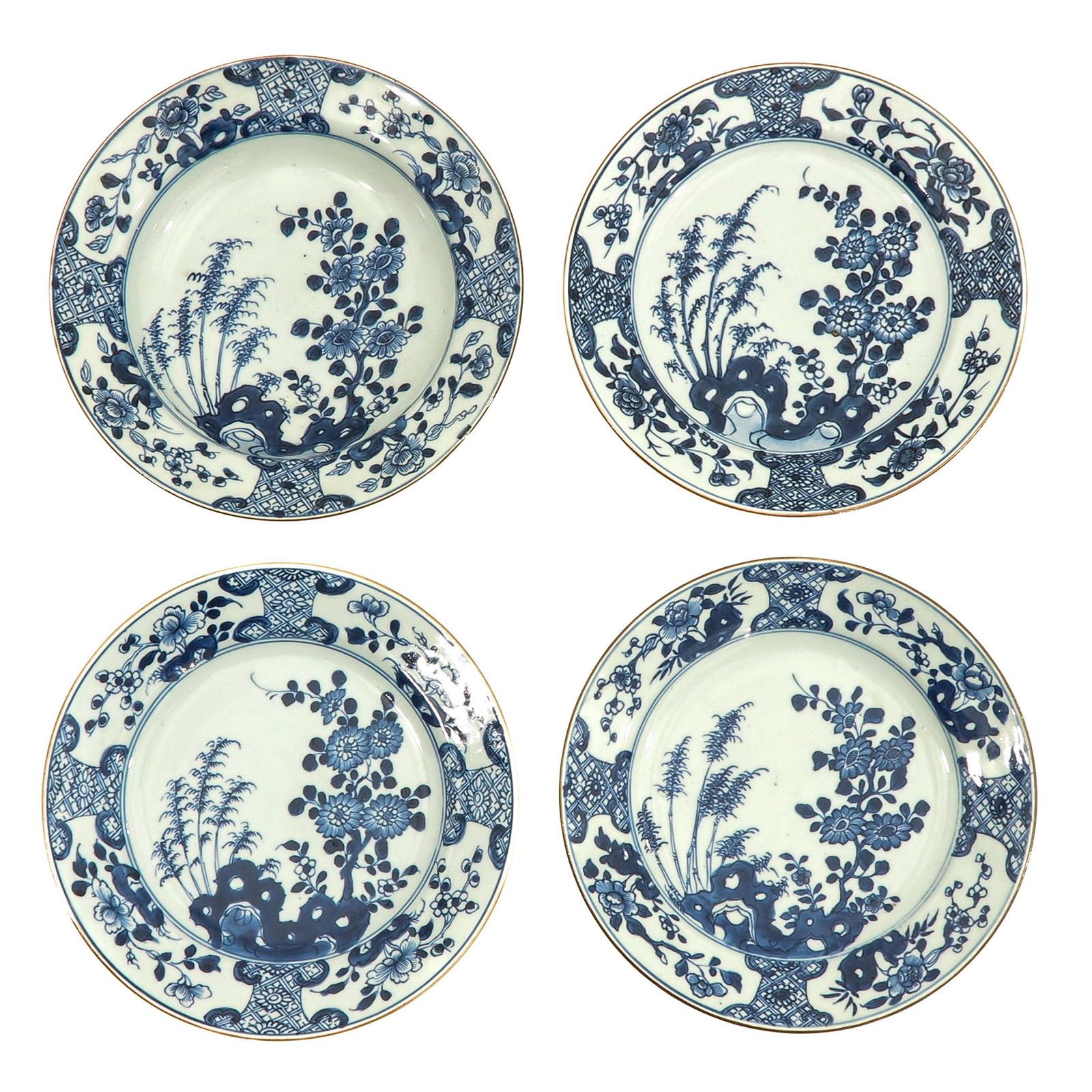 A Collection of 4 Blue and White Plates (1 of 9)
