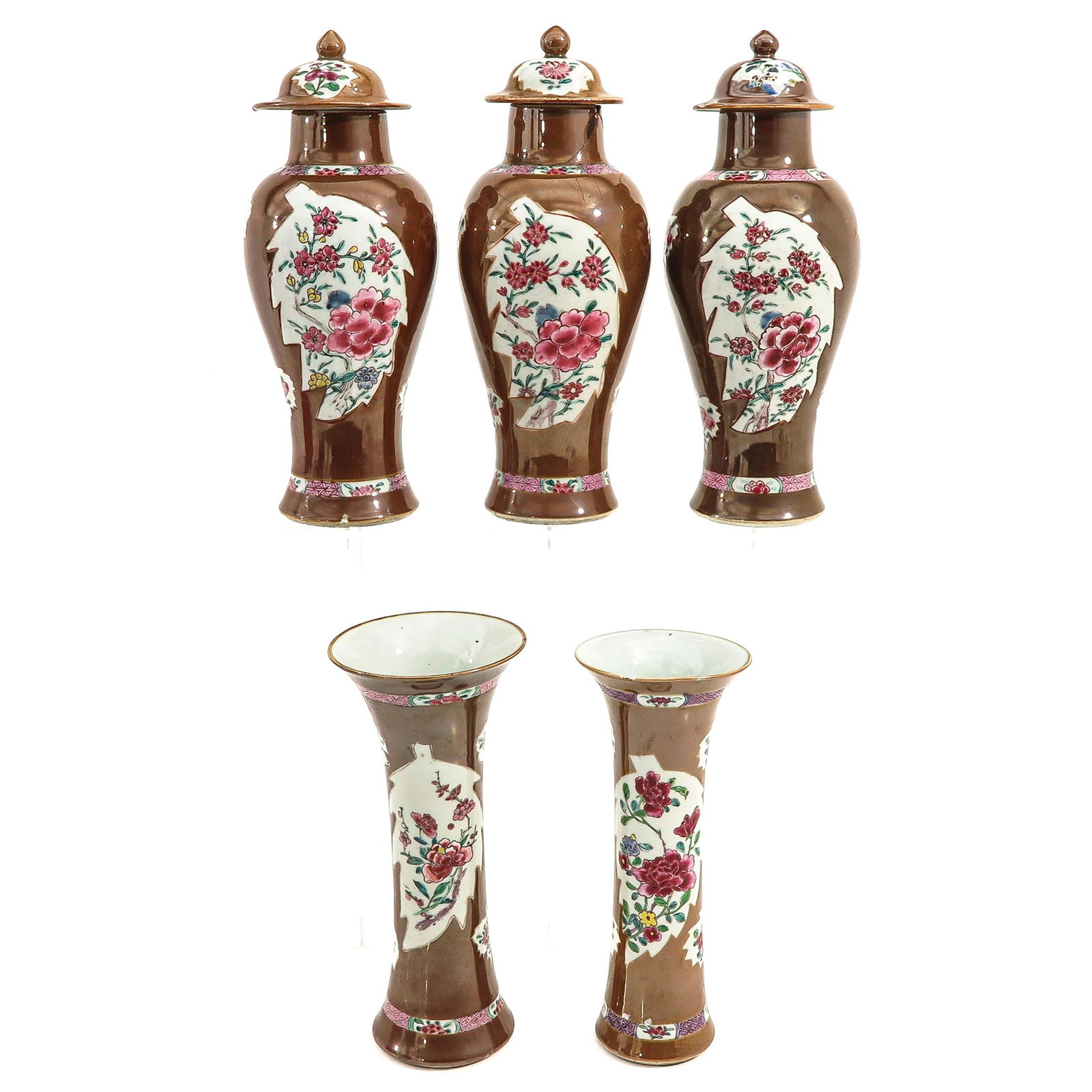 A 5 Piece Batavianware Garniture Set (1 of 10)