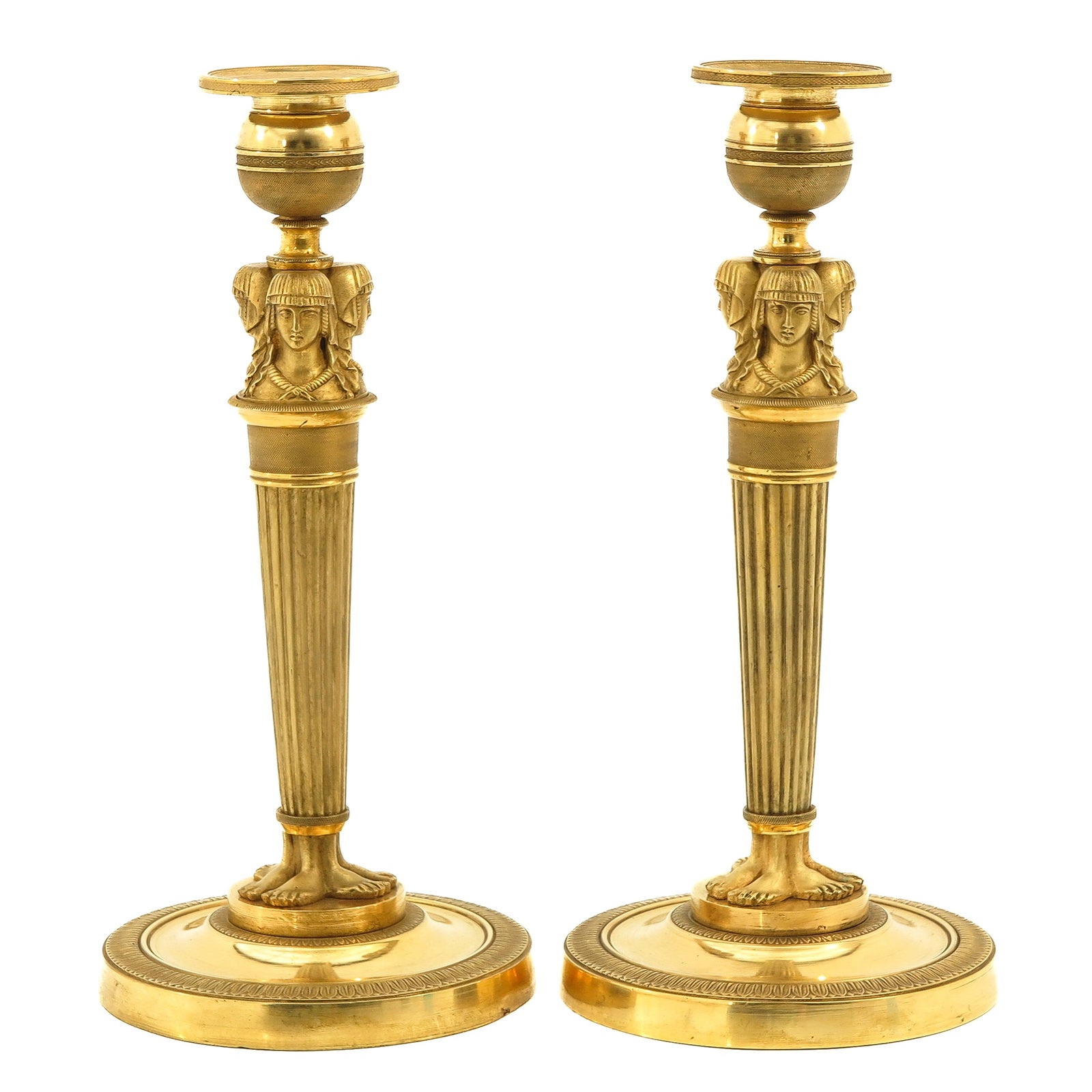 A Pair of Candlesticks: 1800 - 1810, 28 cm. tall.