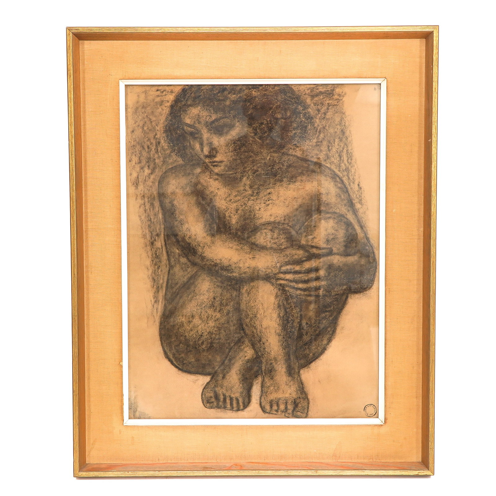 A Conte Drawing: Depicting lady, Leo Gestel, 47 x 62 cm.