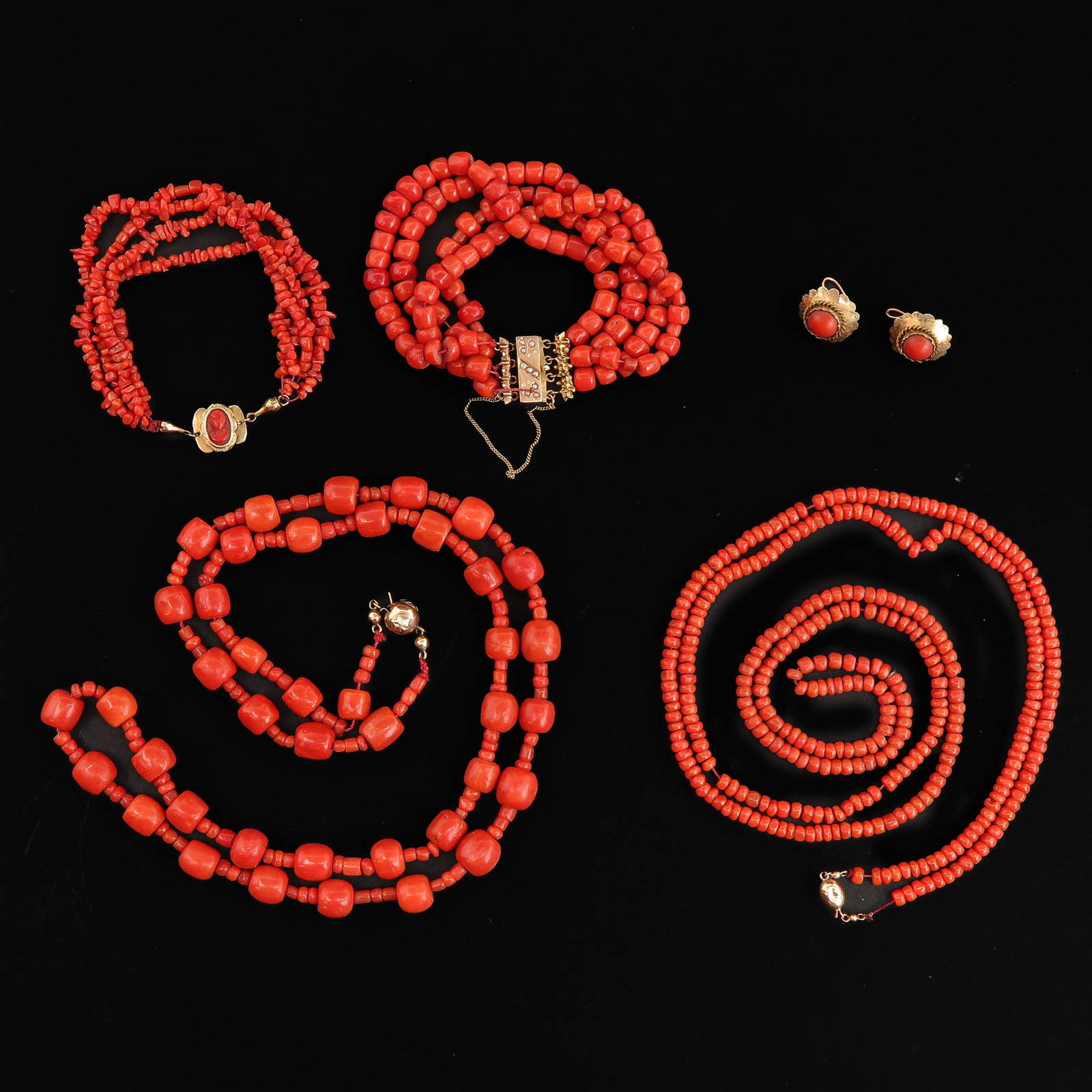 A Collection Of Red Coral Jewelry Auction