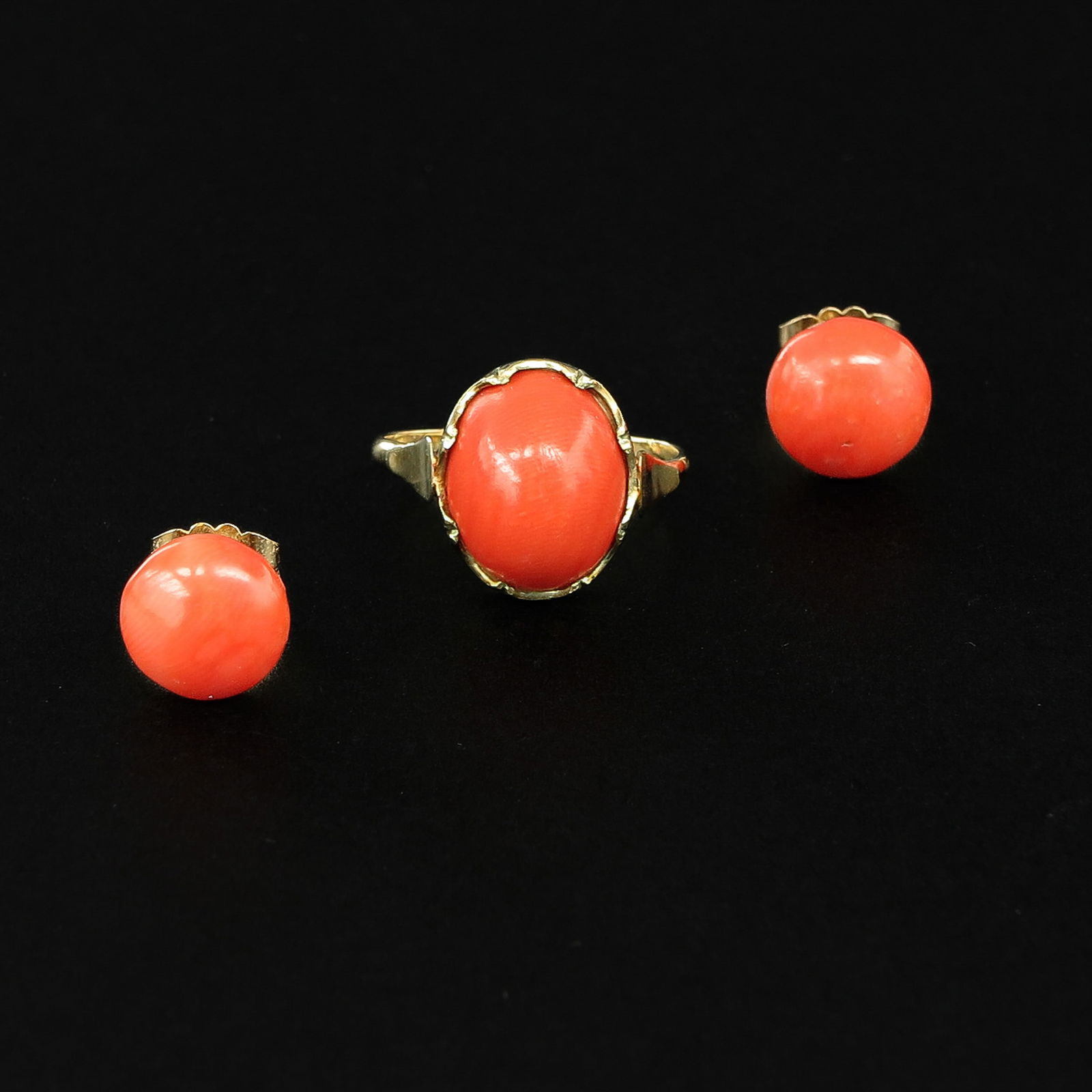 A Red Coral Ring and Earrings (1 of 8)