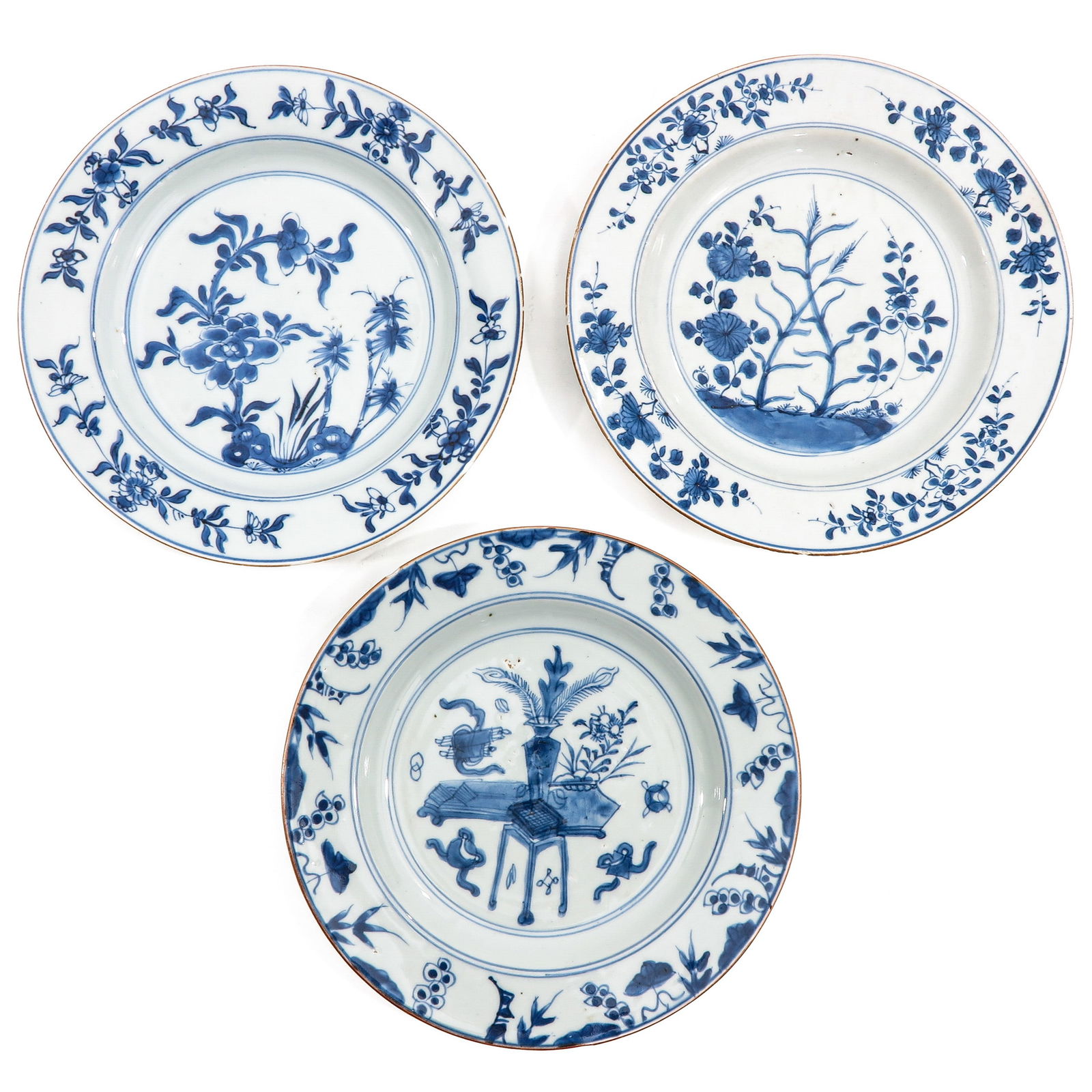 A Collection of 3 Blue and White Plates (1 of 10)