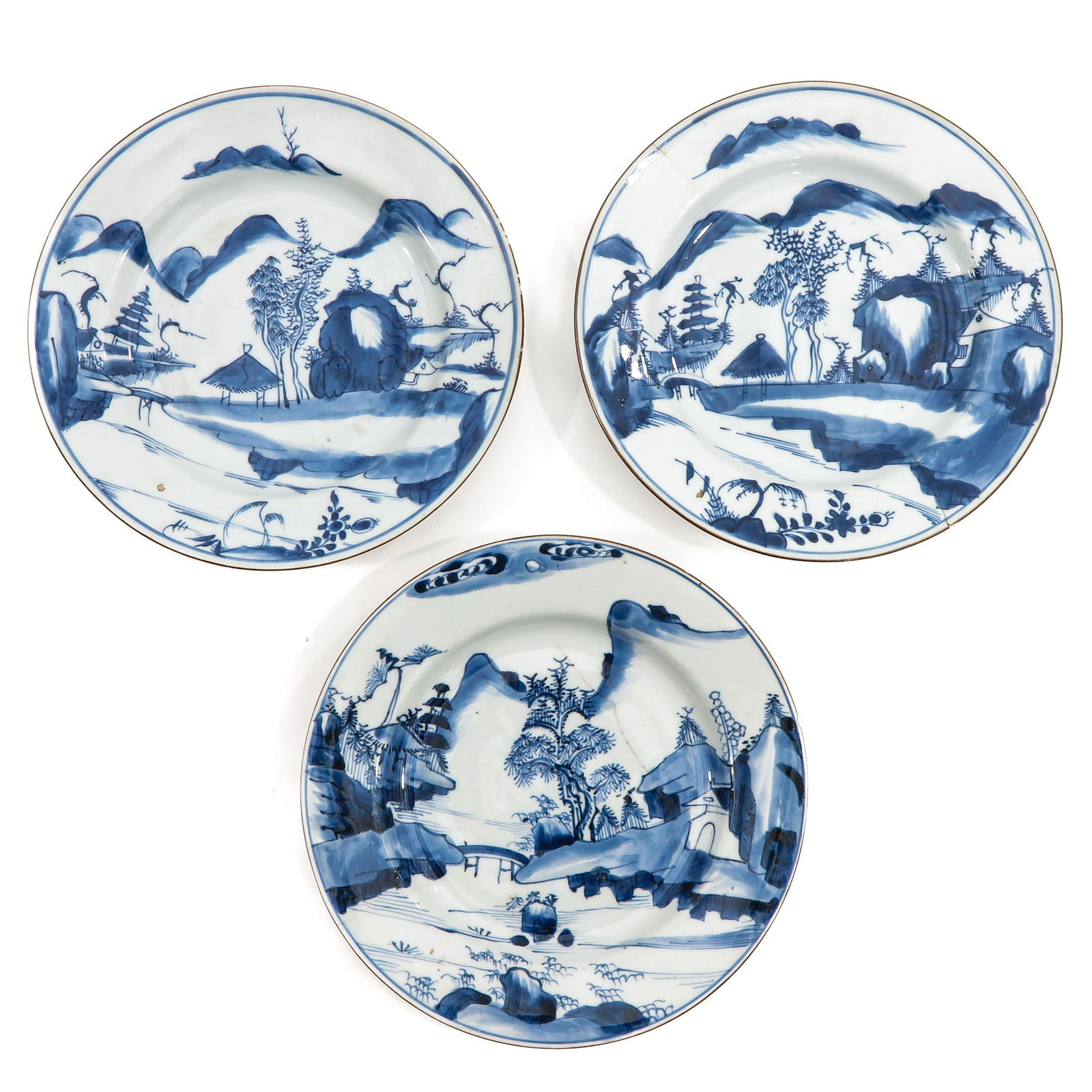 A Series of 3 Blue and White Plates (1 of 10)