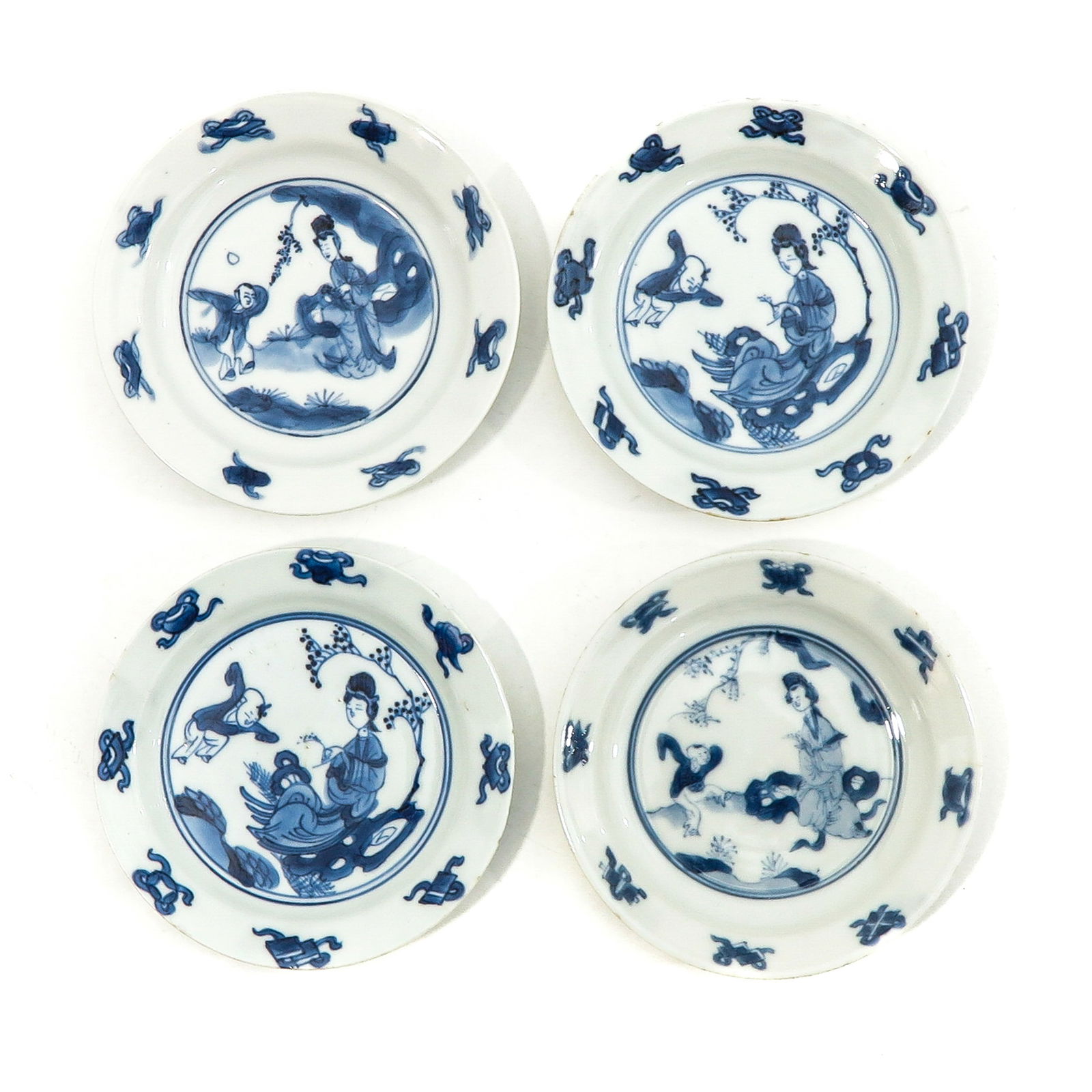 A Series of 4 Blue and White Miniature Plates (1 of 9)
