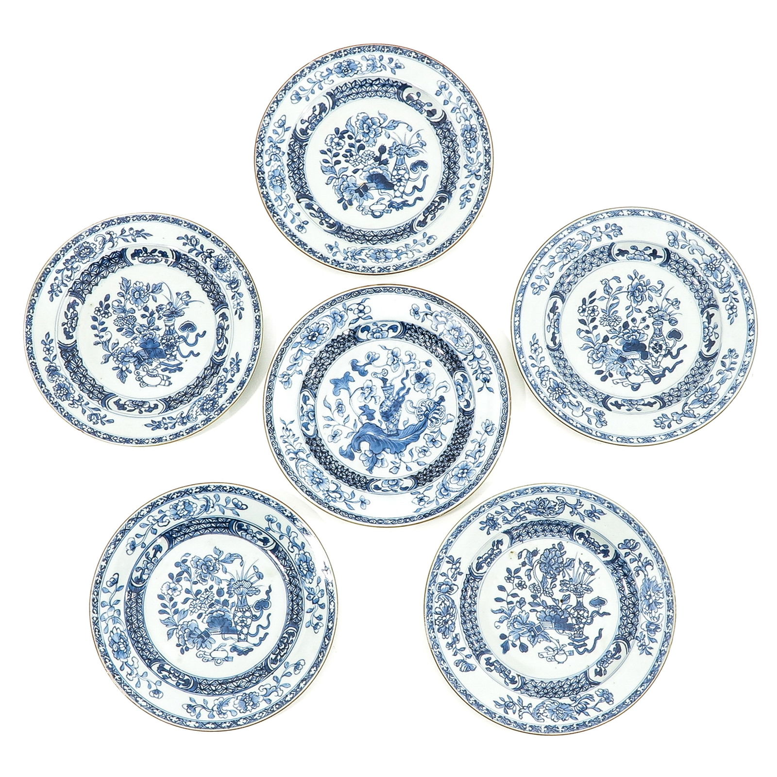 A Series of 6 Blue and White Plates (1 of 10)