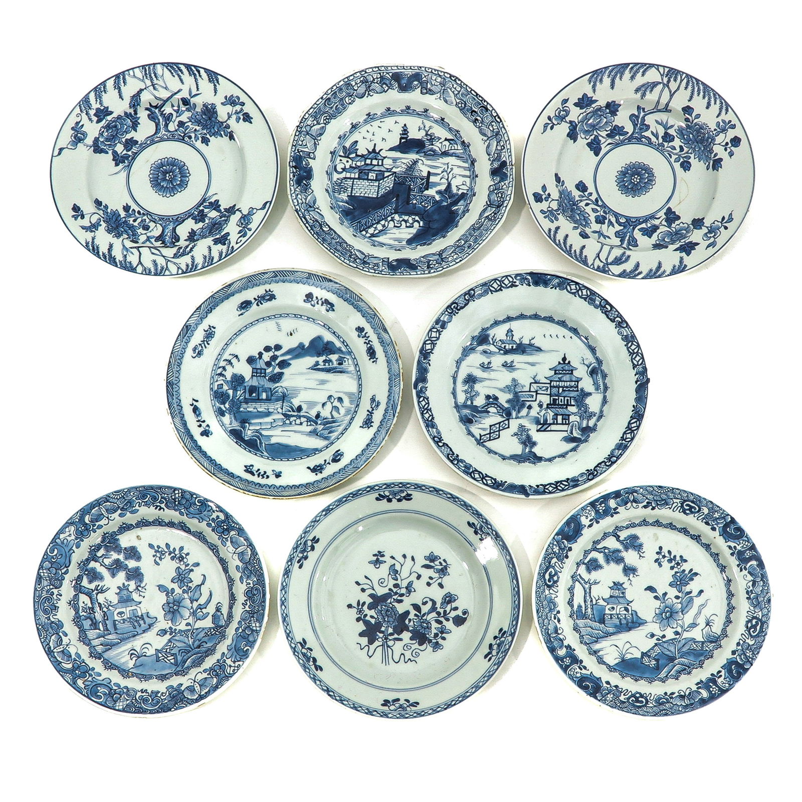 A Collection of 8 Blue and White Plates (1 of 10)