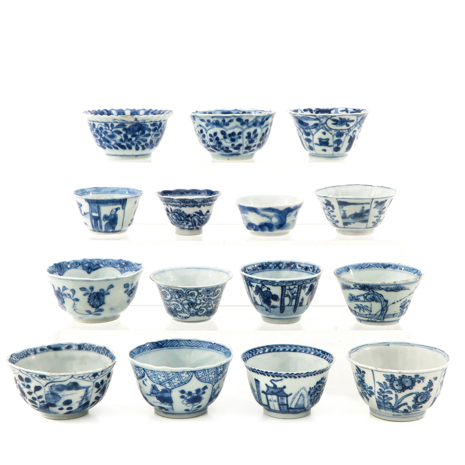 A Collection of 15 Blue and White Cups (1 of 10)