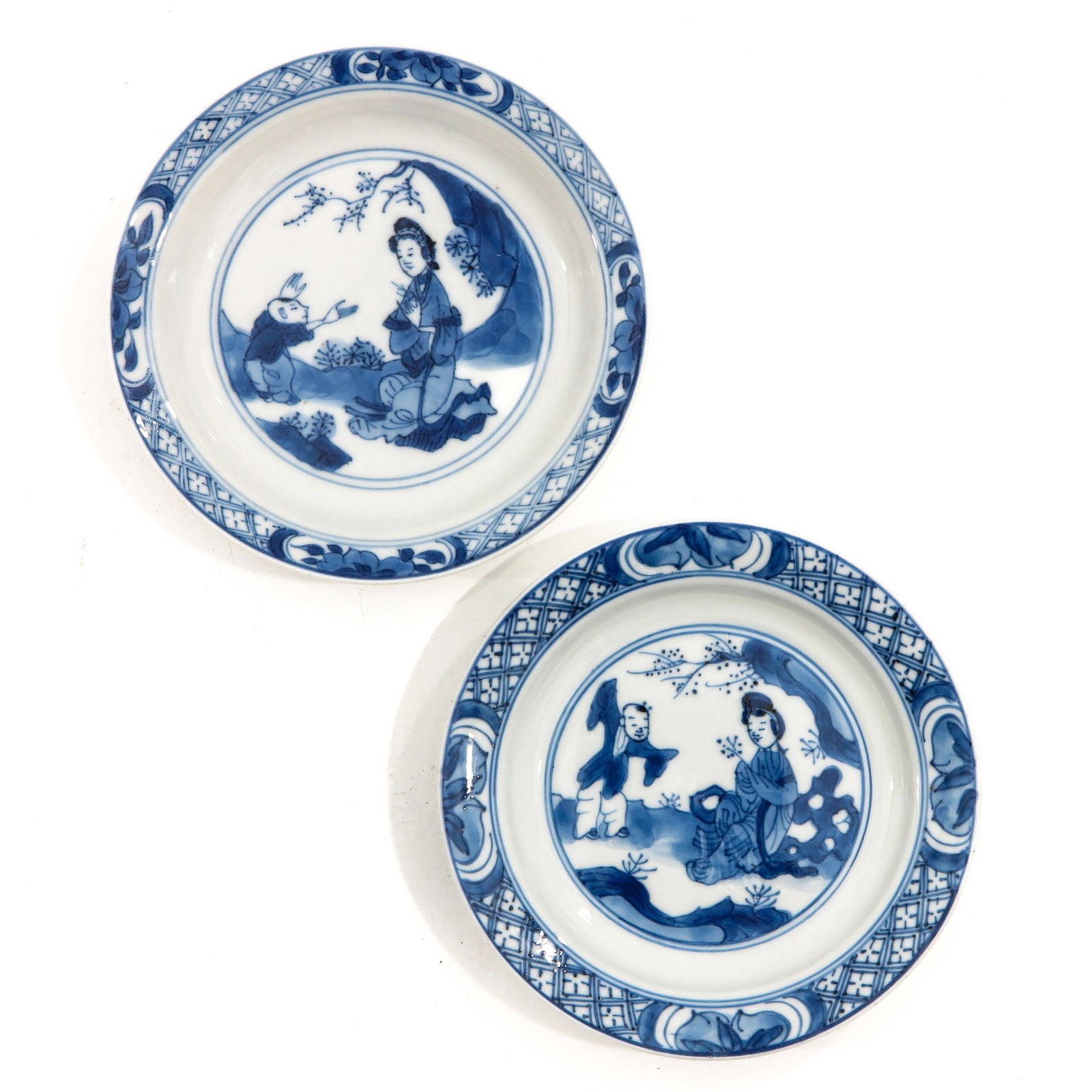 A Lot of 2 Small Blue and White Plates (1 of 9)