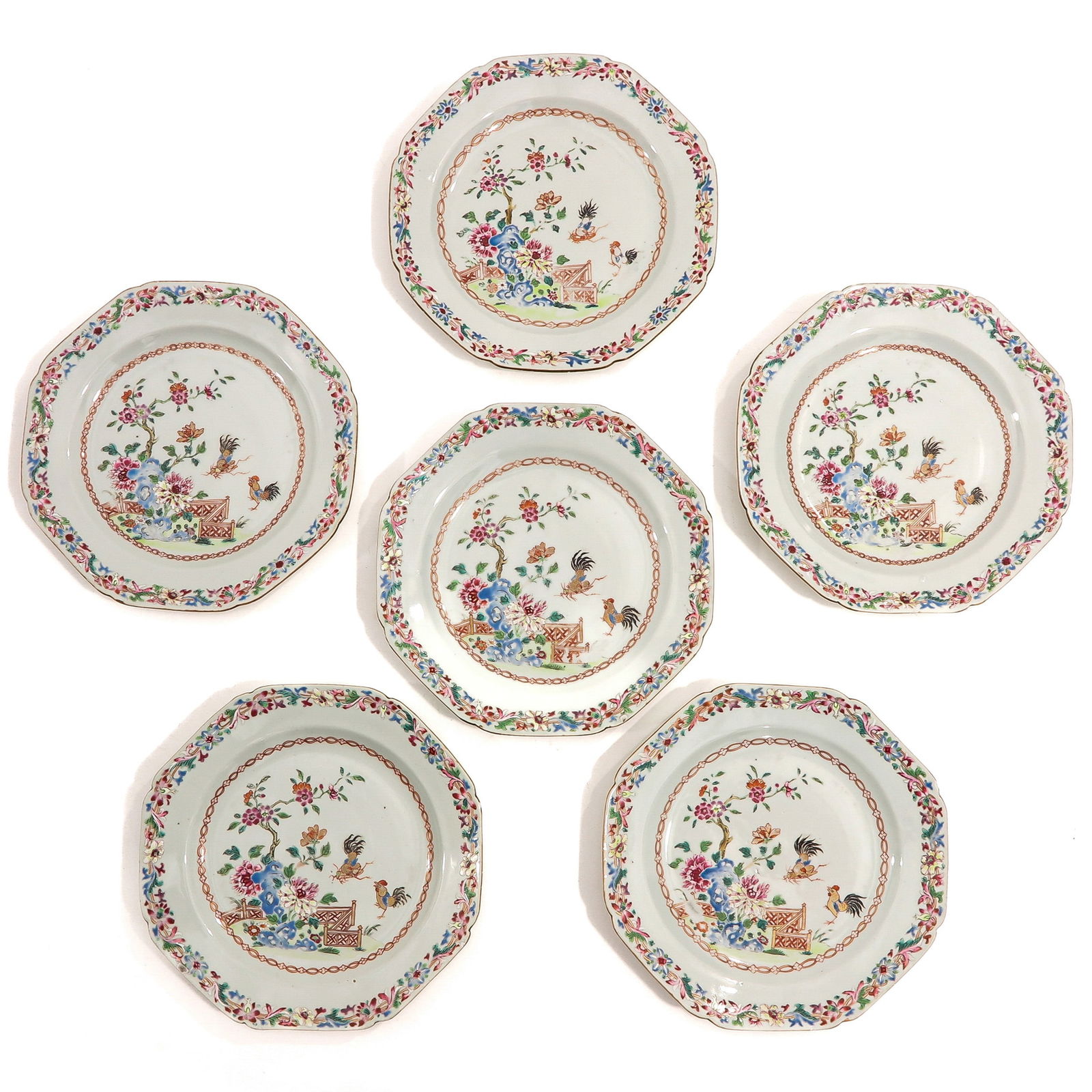 A Series of 6 Famille Rose Rooster Plates (1 of 10)