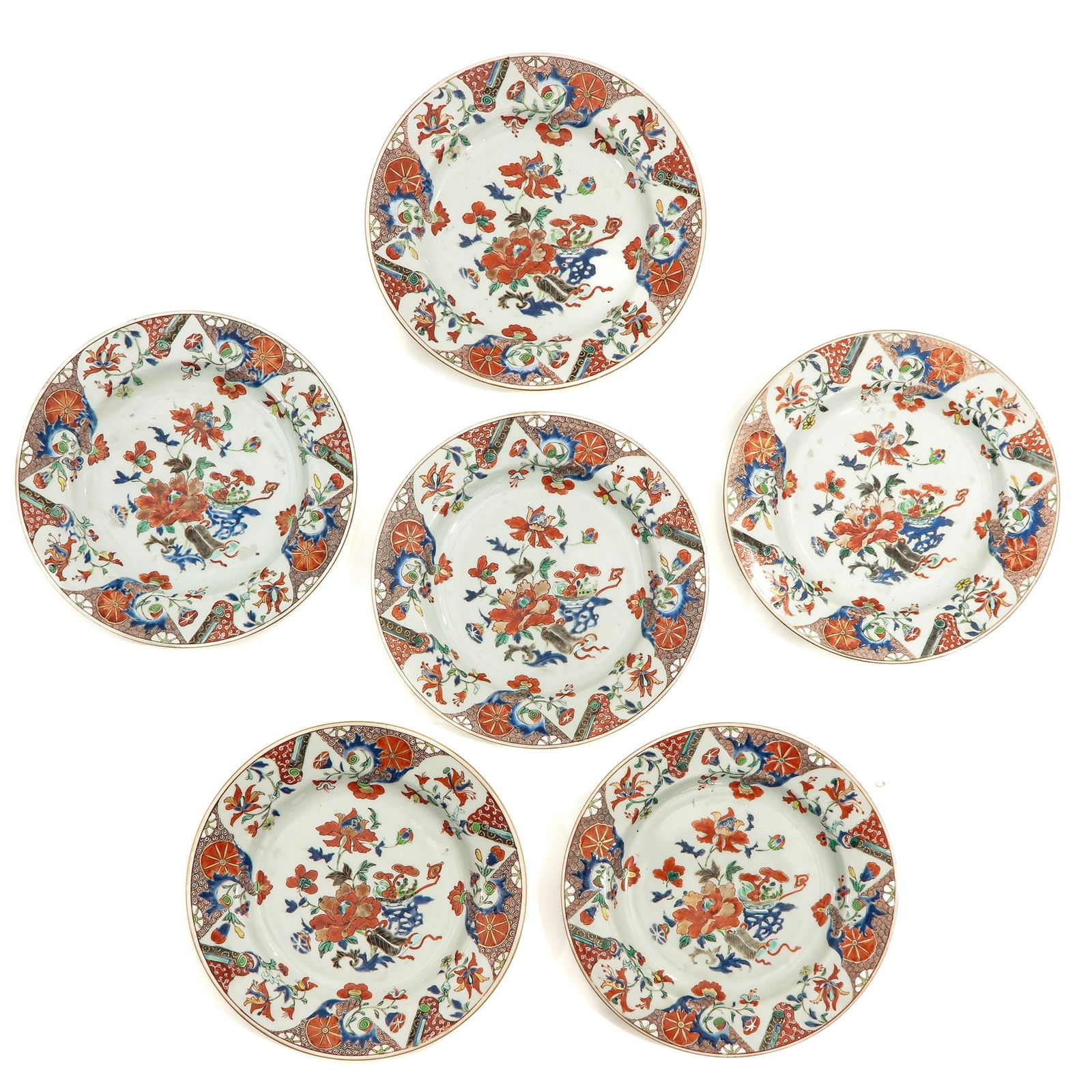 A Series of 6 Polychrome Decor Plates (1 of 10)
