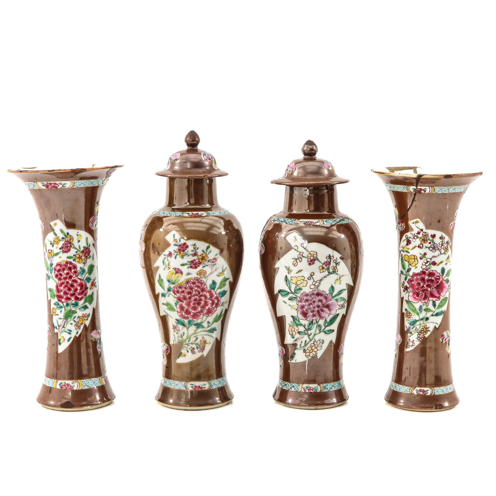 A 4 Piece Batavianware Garniture Set (1 of 9)