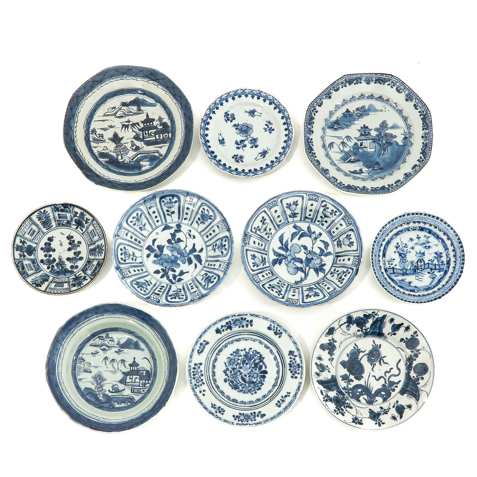 A Collection of 10 Blue and White Plates (1 of 10)