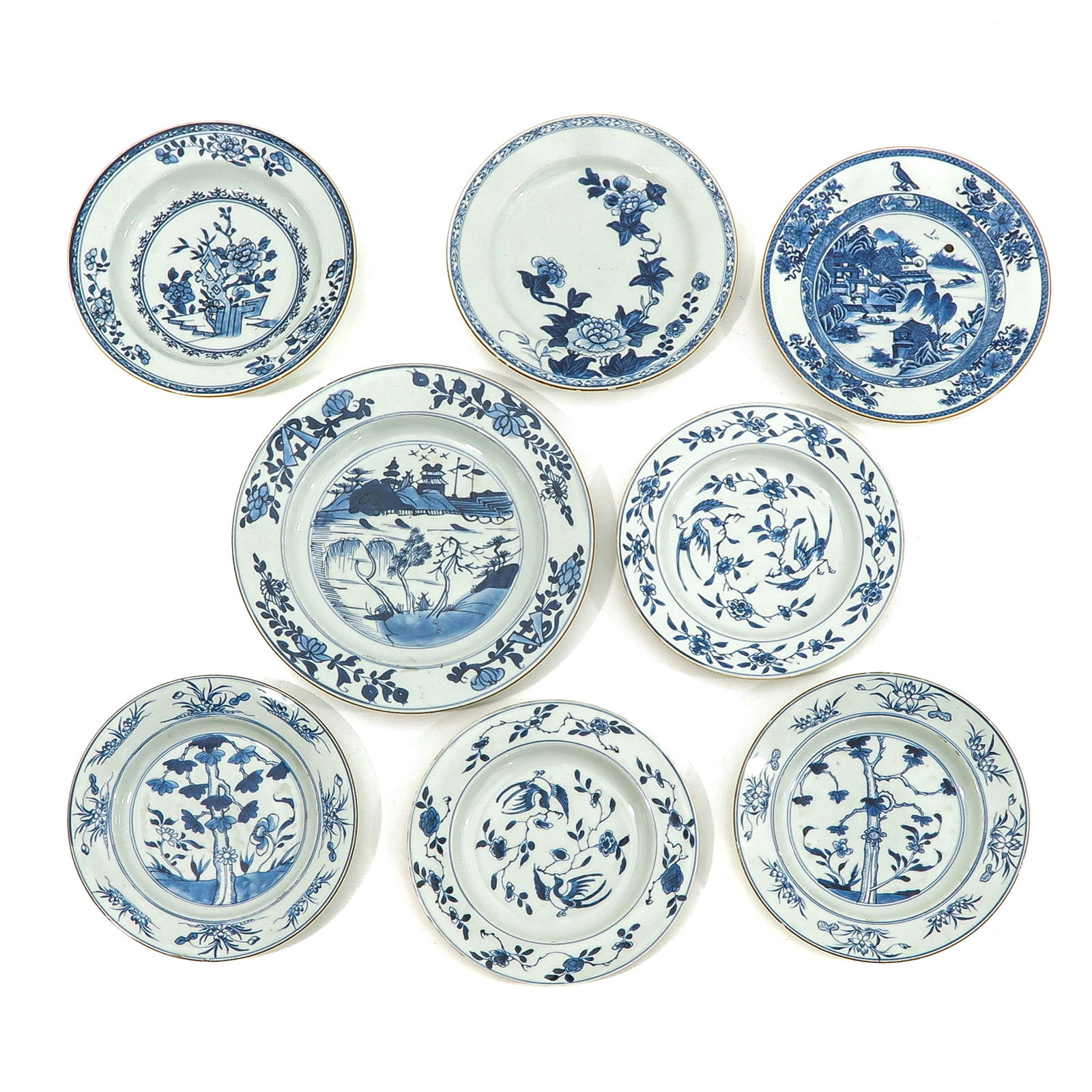 A Collection of 8 Blue and White Plates (1 of 10)
