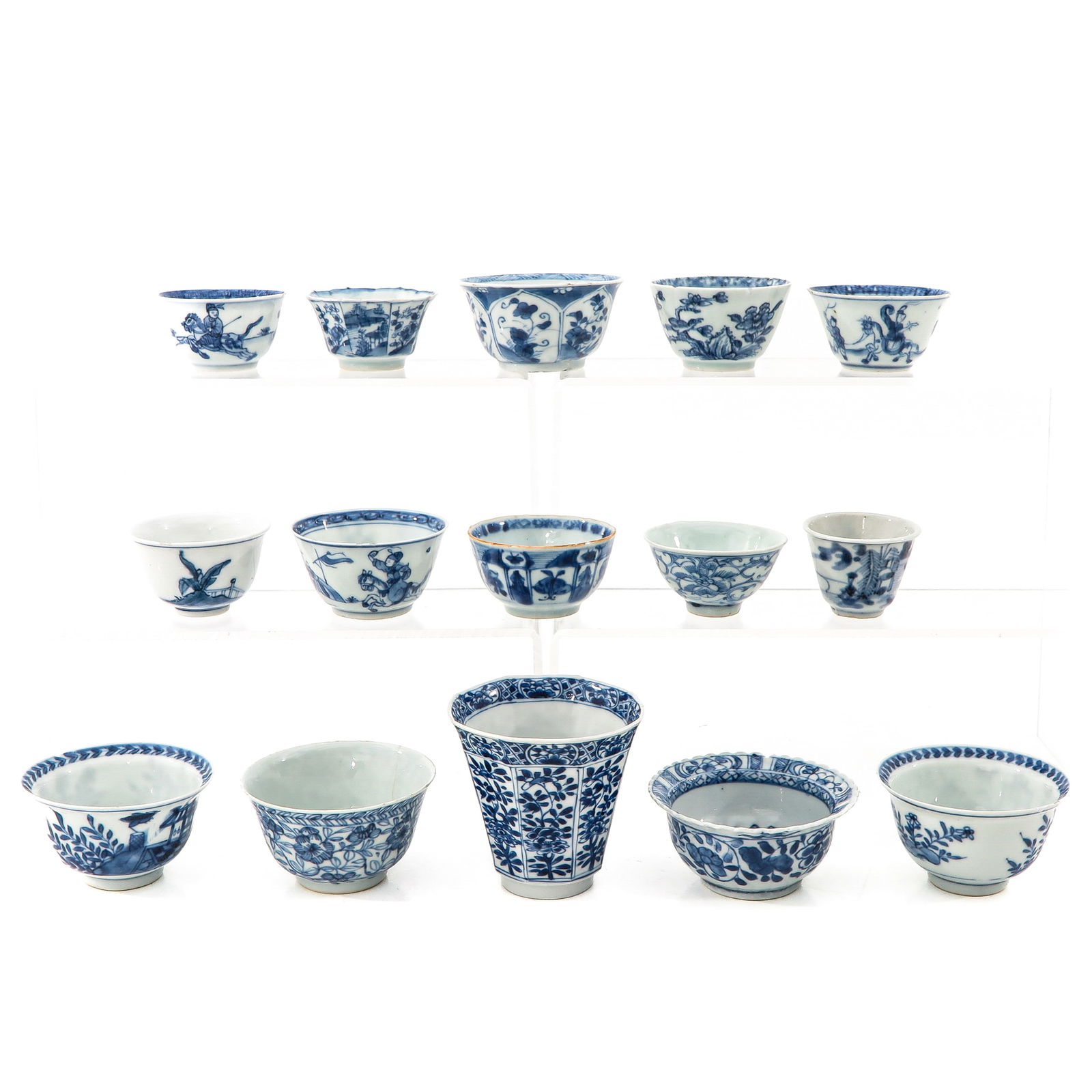 A Collection of 15 Blue and White Cups (1 of 10)