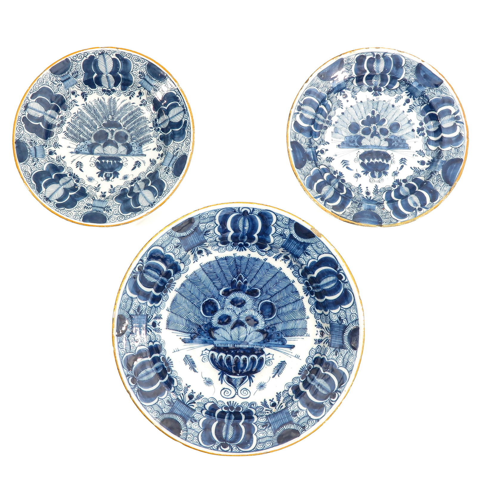 A Collection of 3 18th Century Delft Plates (1 of 10)