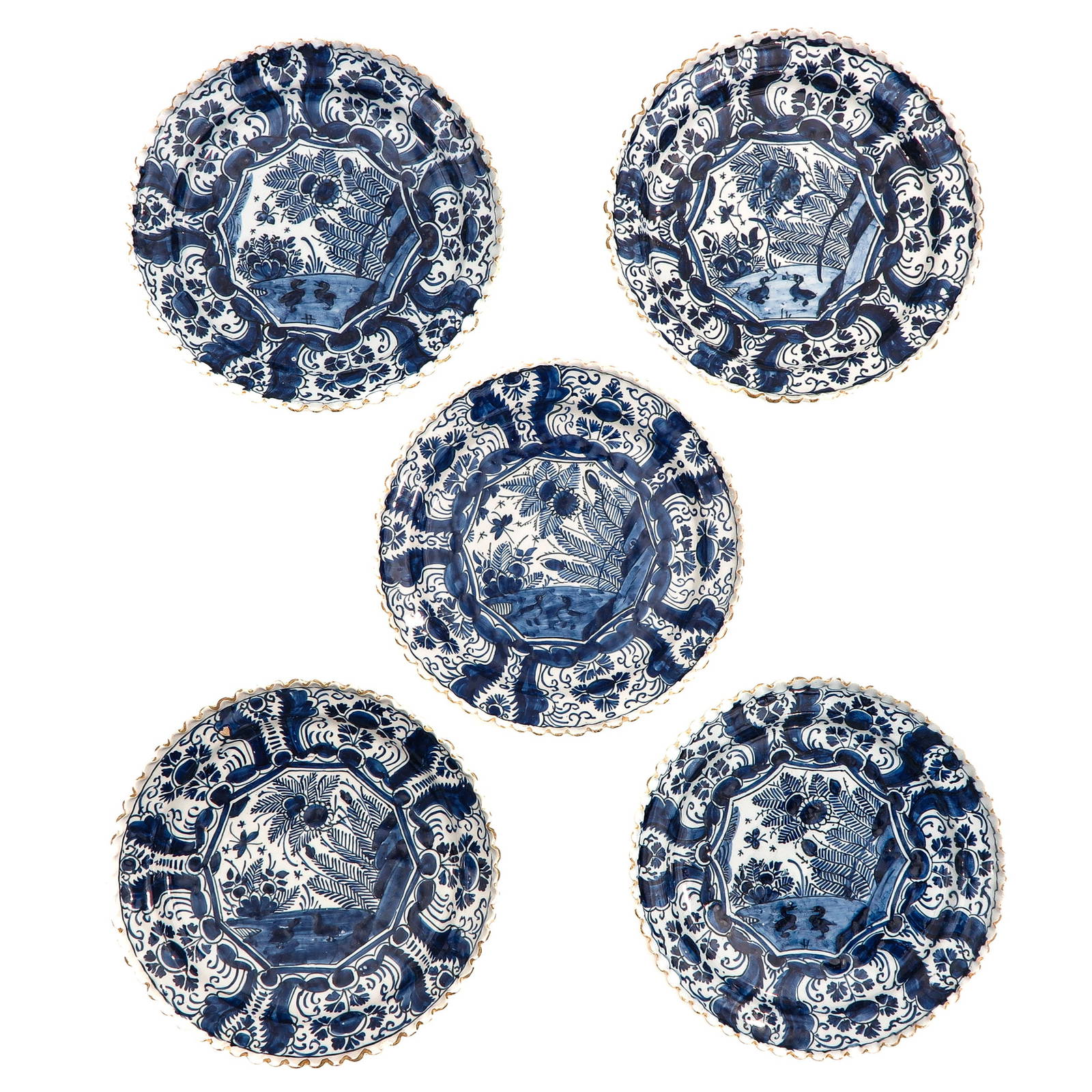 A Collection Of 5 18th Century Delft Plates Auction