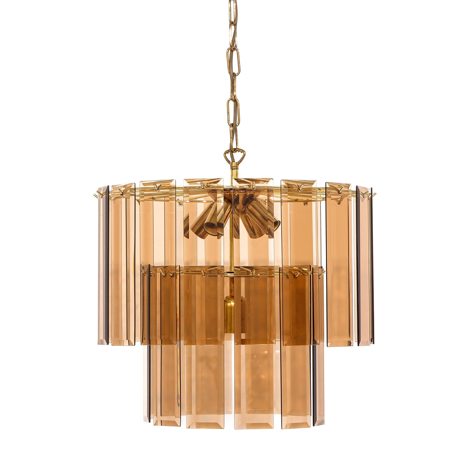 A Murano Chandelier: Amber glass, Italy, 1970, 44 cm. in diameter.
