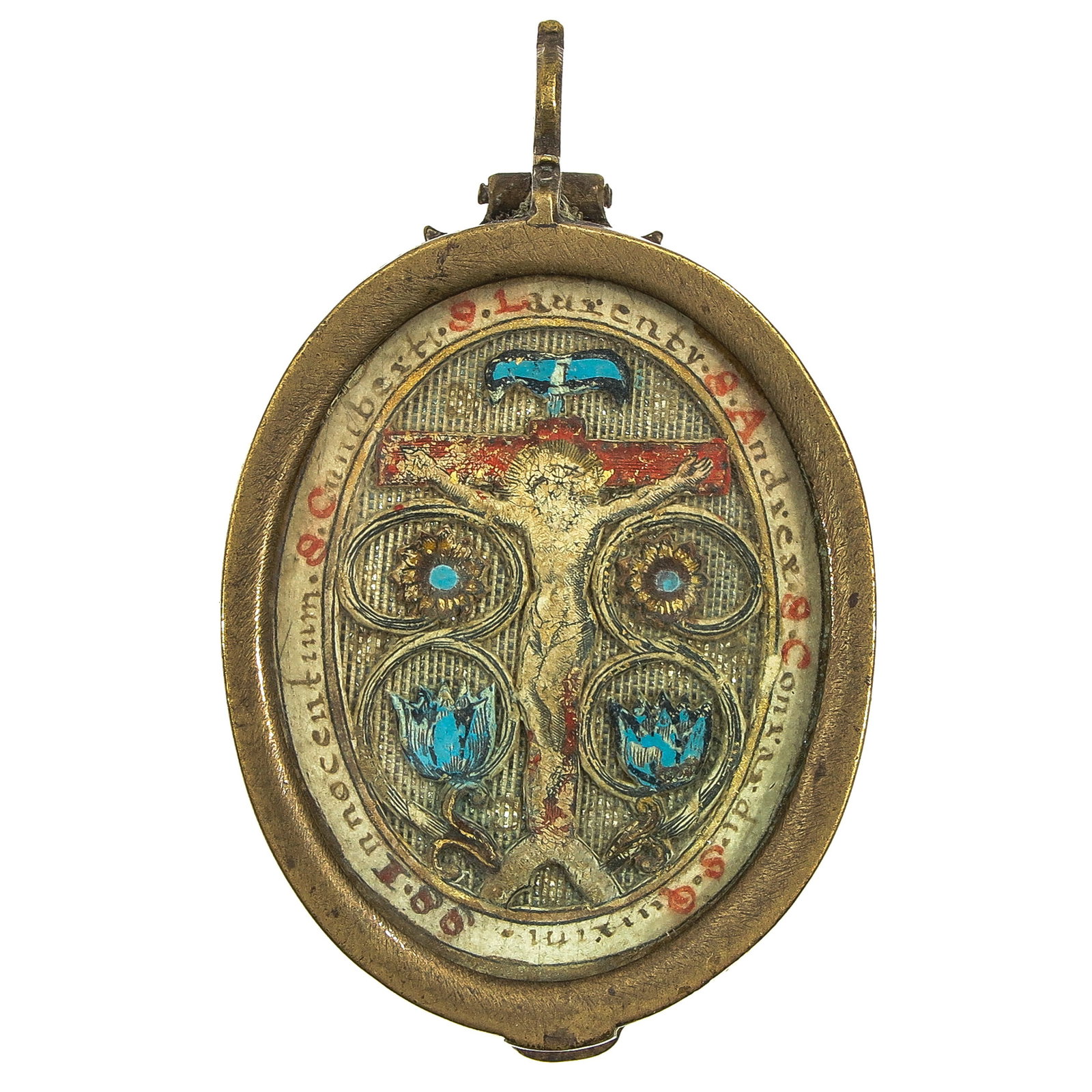 A Relic Holder: Including relic from Saint Barbara, 4 x 5 cm.