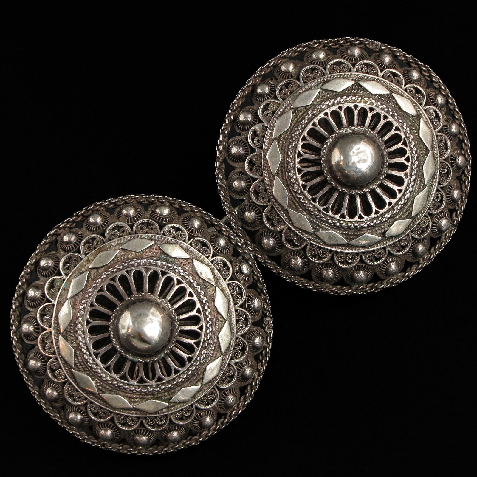 A Pair of Silver Broekstukken: South Beveland, 7 cm. in diameter.