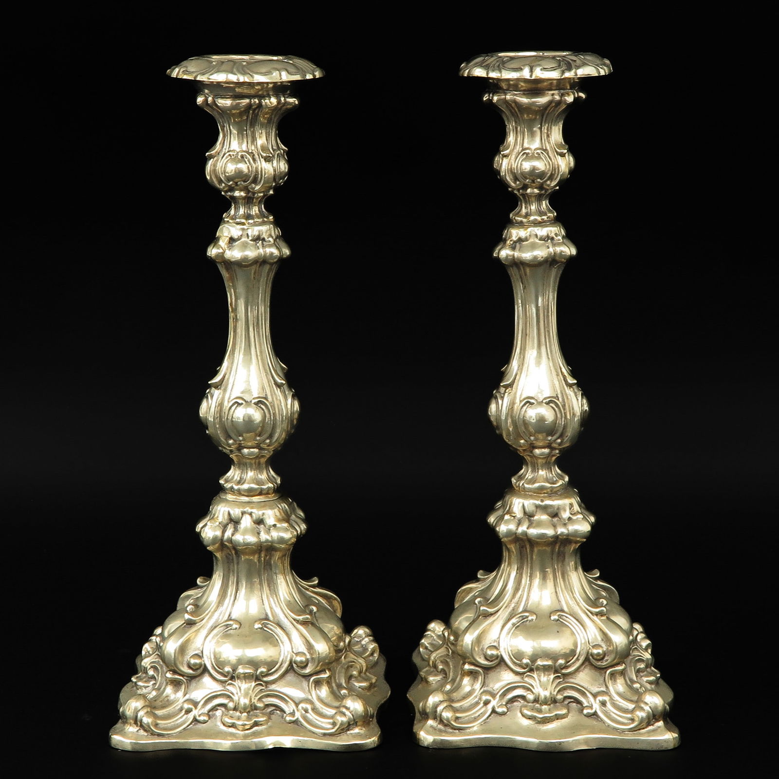 A Pair of 19th Century Silver Candlesticks (1 of 8)