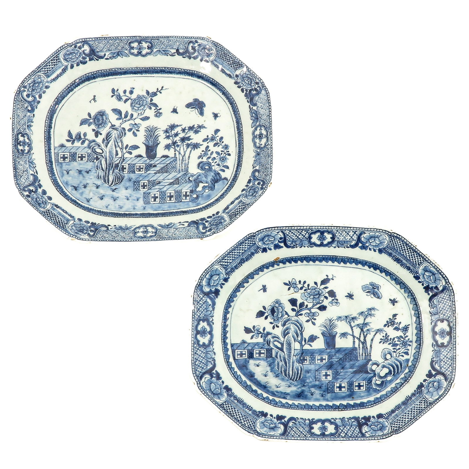 A Pair of Blue and White Serving Trays (1 of 9)