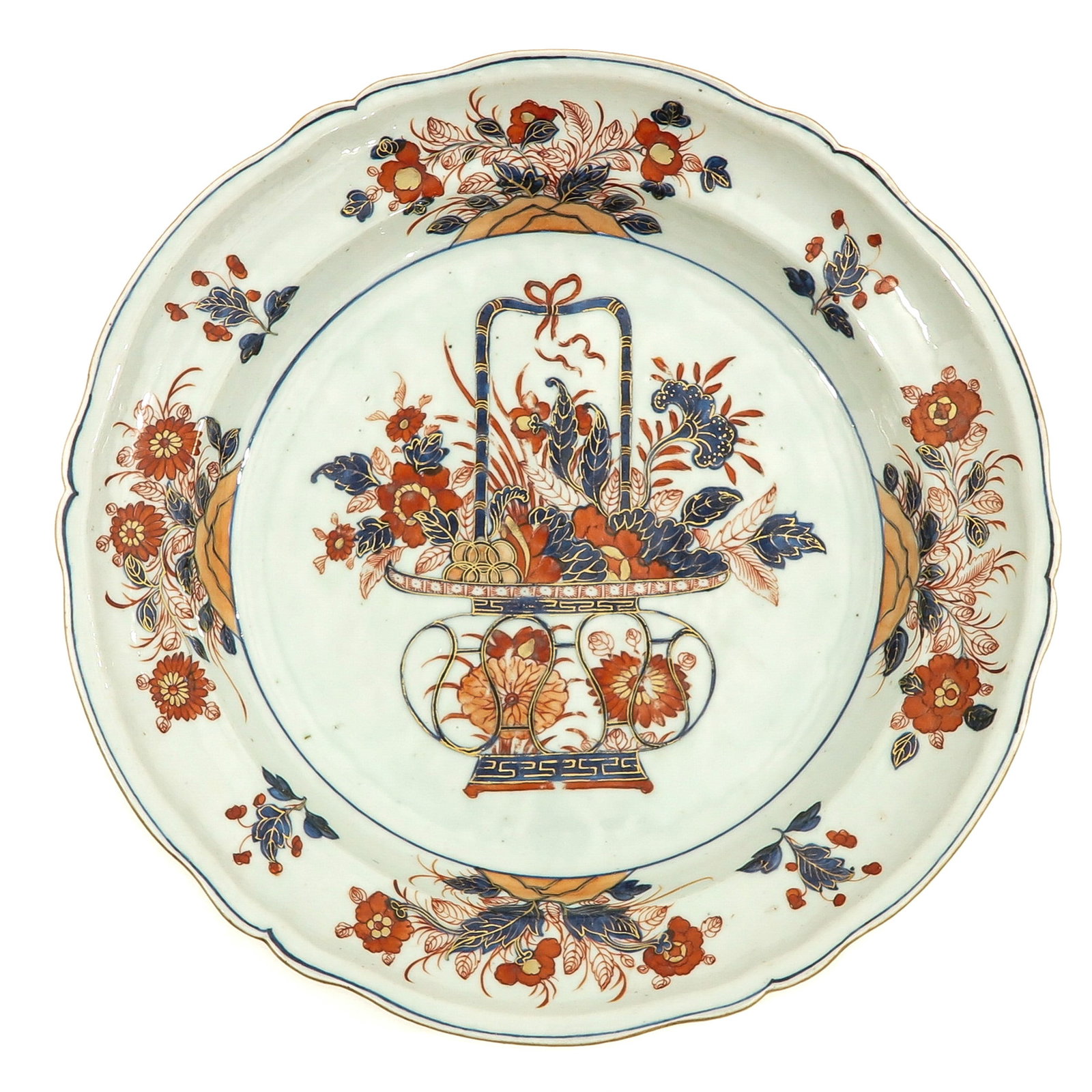 An Imari Charger: Depicting basket of flowers, 37 cm. in diameter.