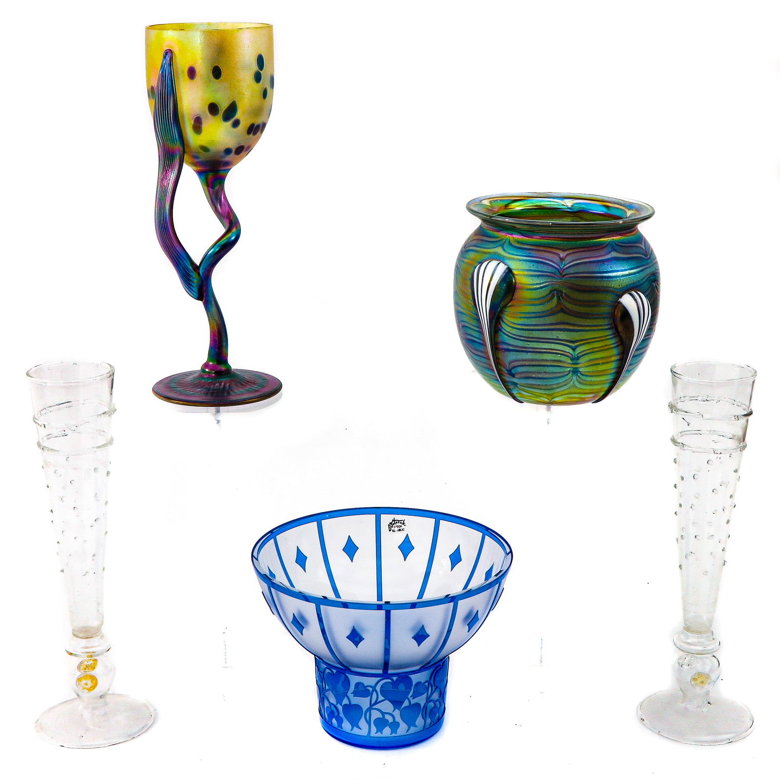A Collection of Glassware: glassware, including flutes, height 24 cm.