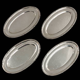 A Series of 4 Oval Silver Georg Jensen Plates: 1st grade silver, Georg Jensen, length 185 mm.