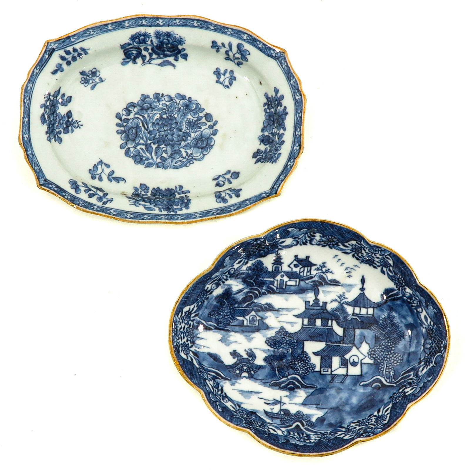 A Lot of 2 Small Blue and White Trays (1 of 10)