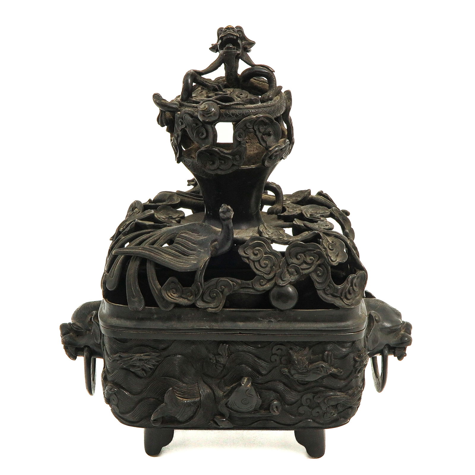 A 2 Piece Bronze Ming Censer (1 of 10)
