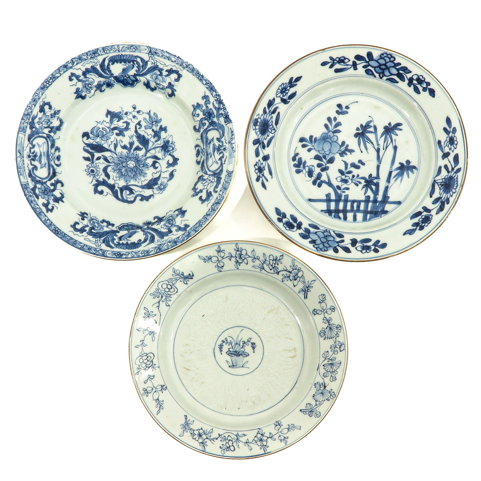 A Collection of 3 Blue and White Plates (1 of 10)
