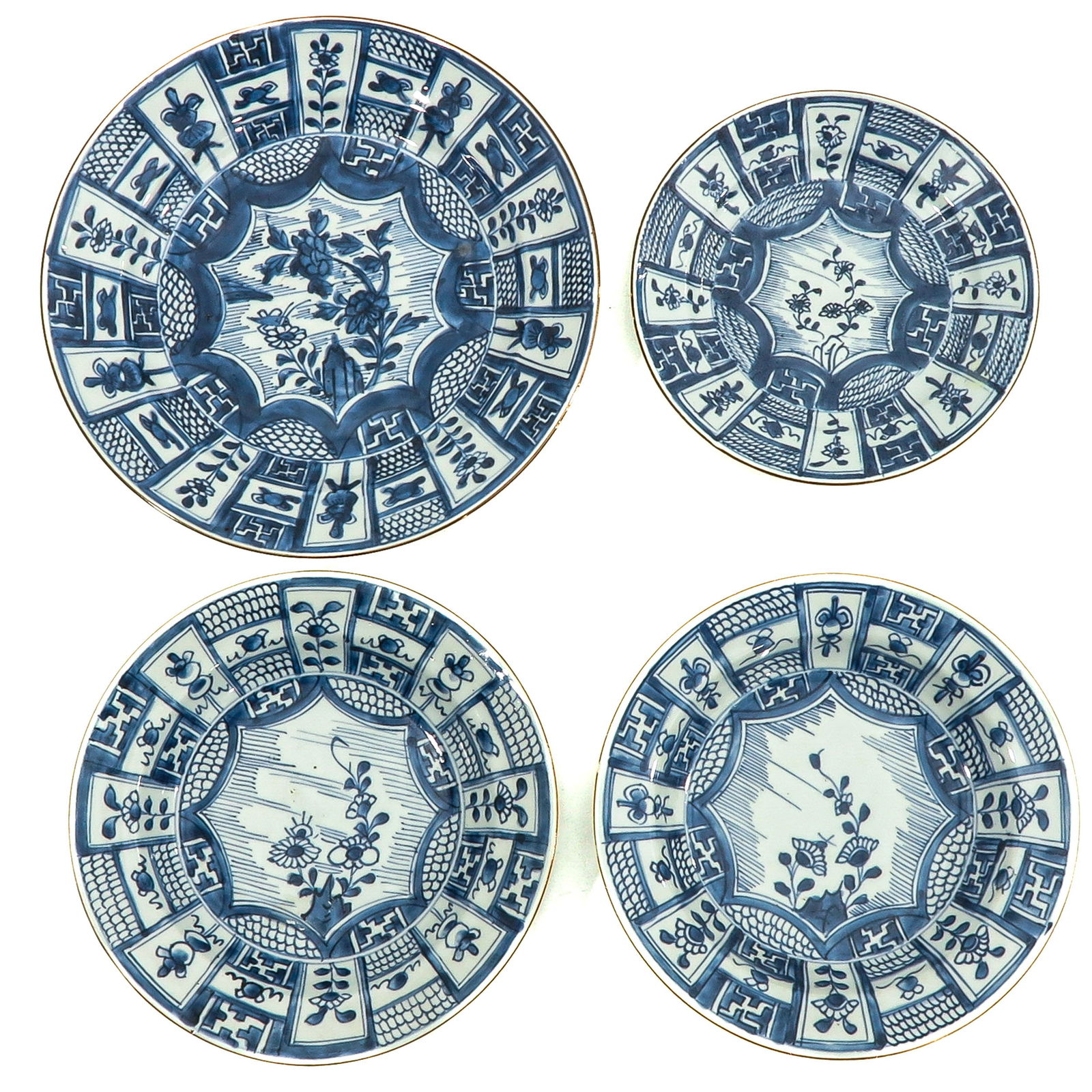 A Collection of 4 Blue and White Plates (1 of 10)