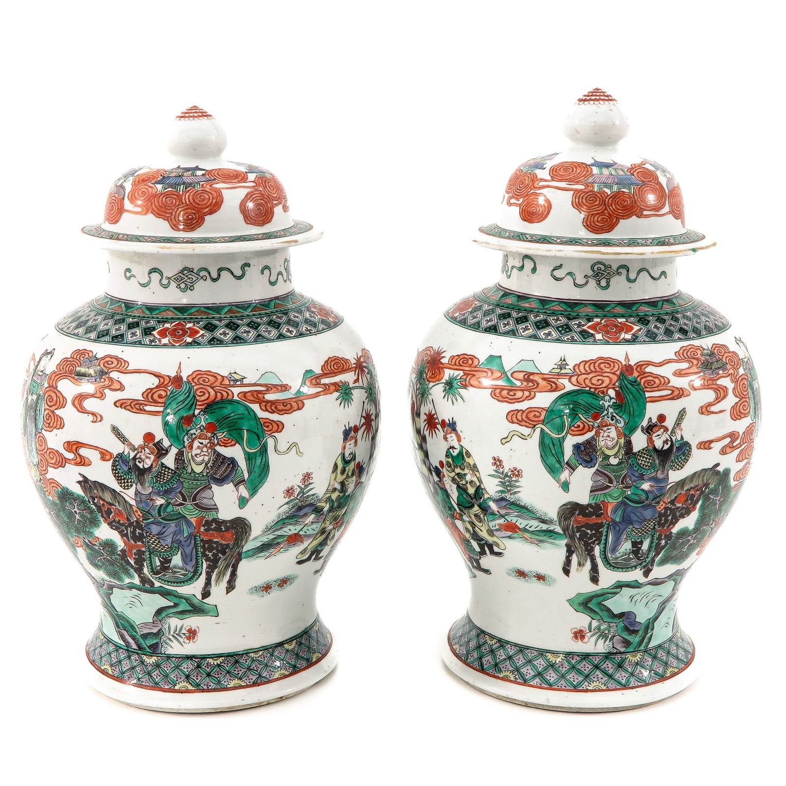 A Pair of Famille Verte Jars with Cover (1 of 10)