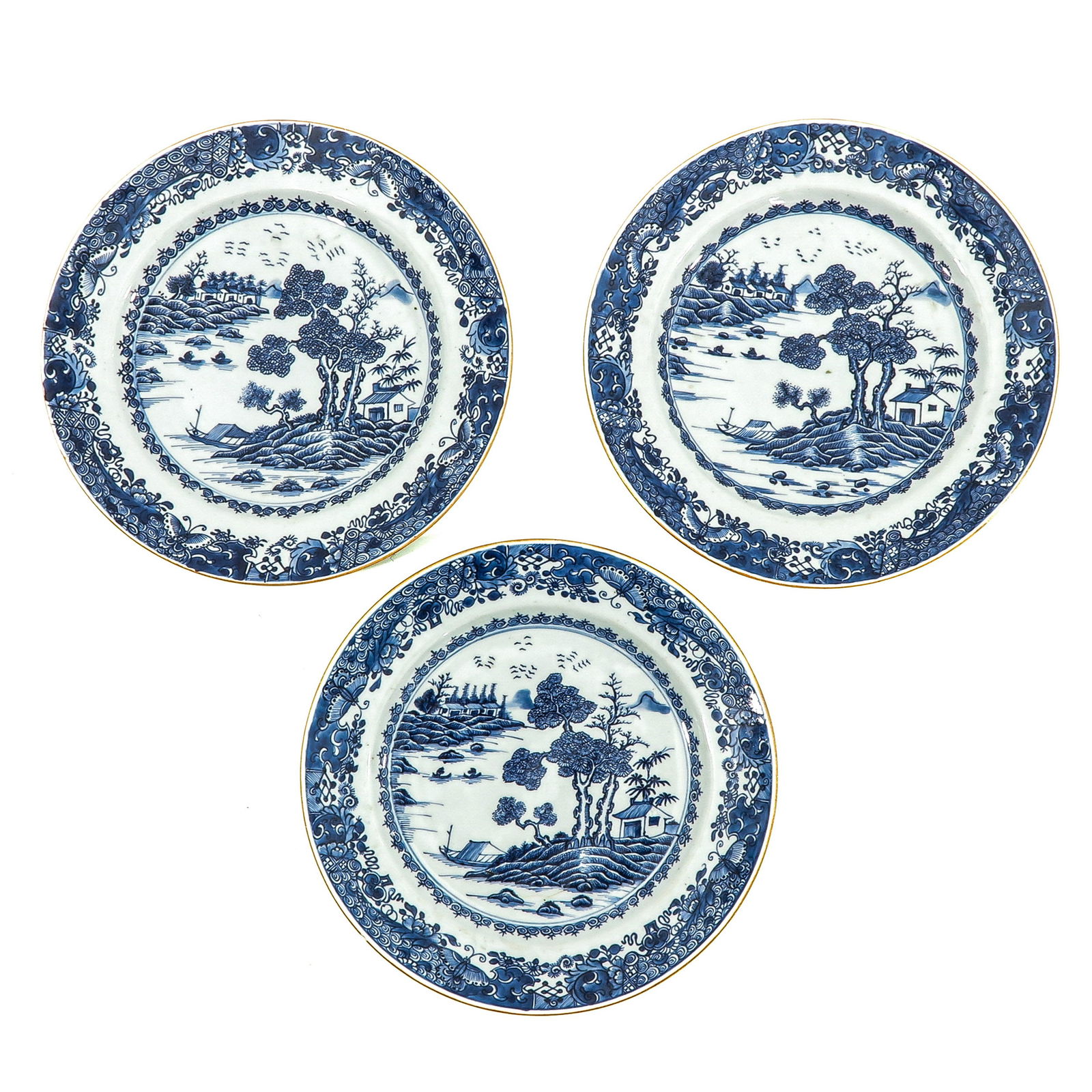 A Series of 3 Blue and White Plates (1 of 10)
